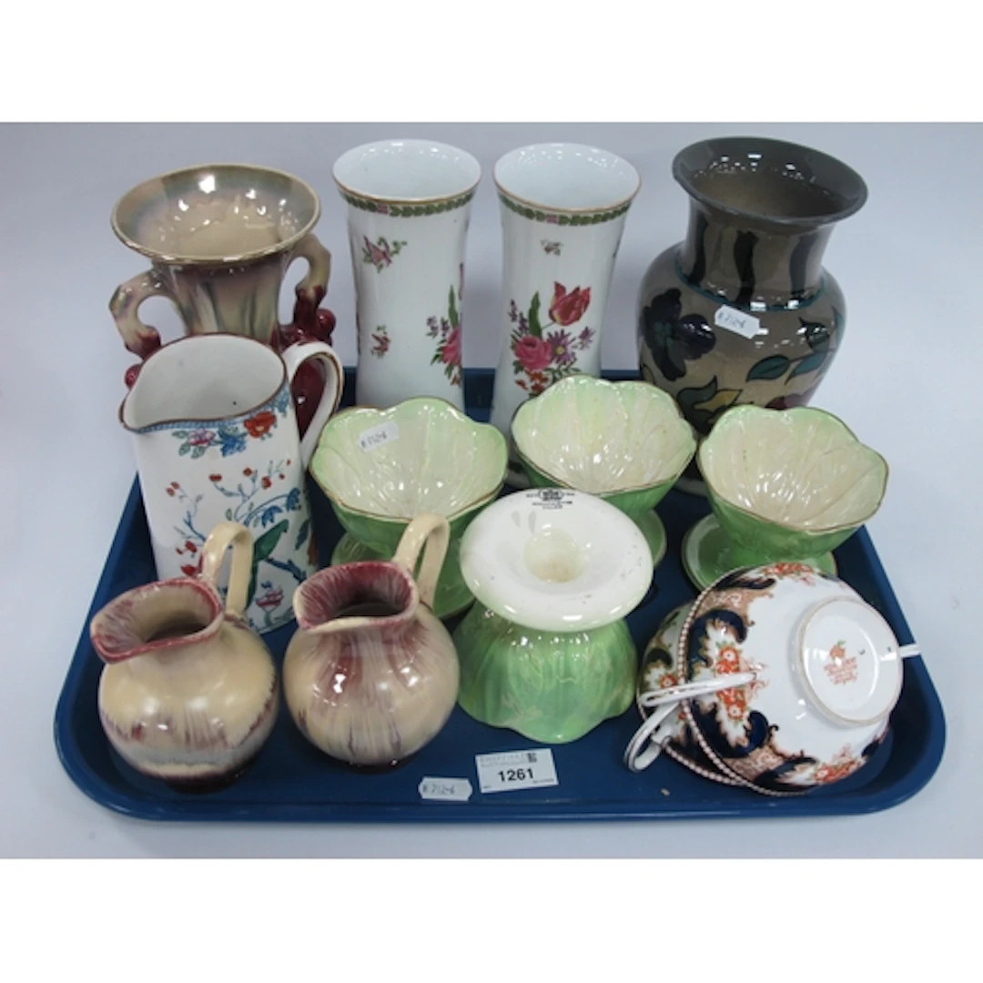 Ceramics, including pair of Meissen-style floral porcelain s...