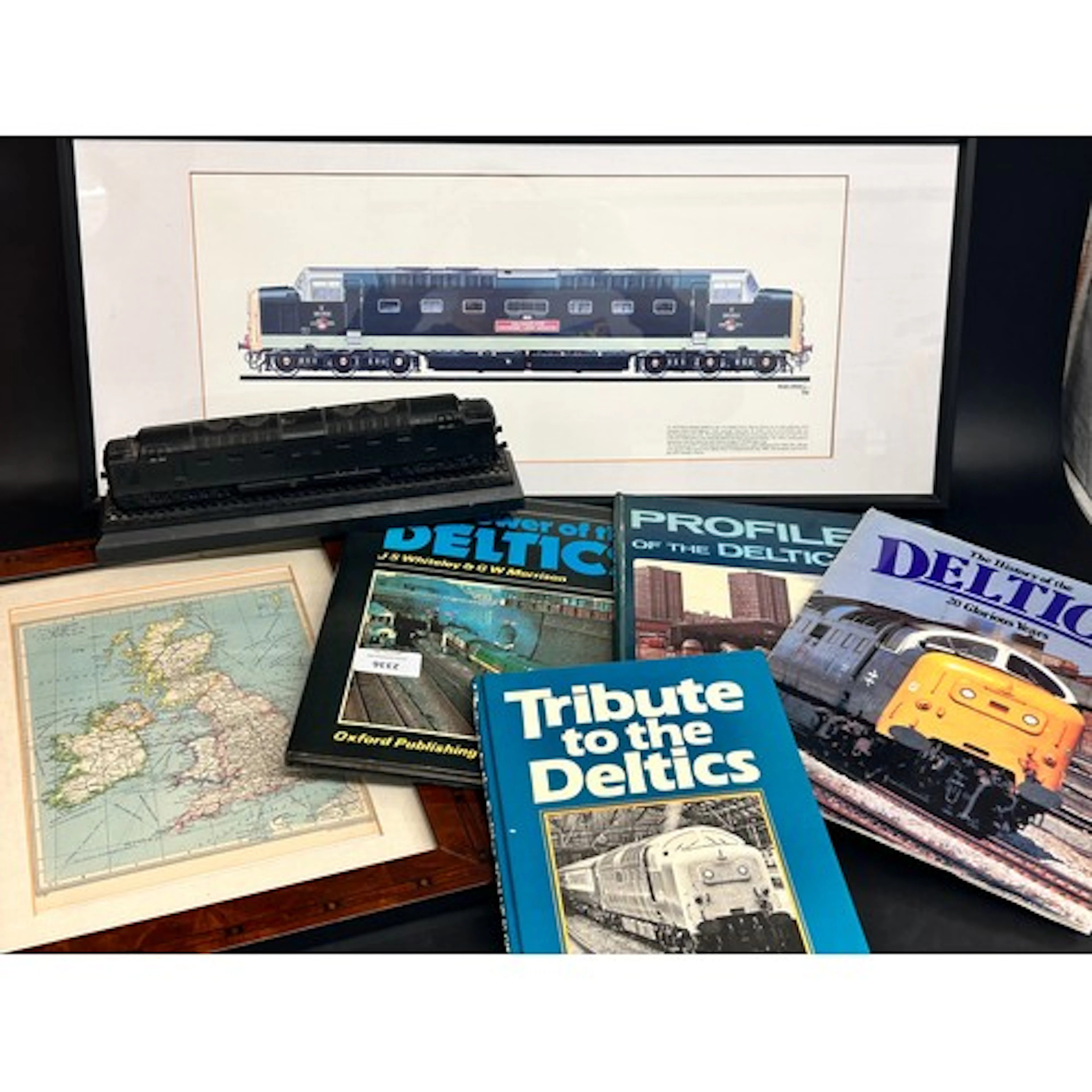 A large framed print - York Races by Brian Jones, a Class 55...