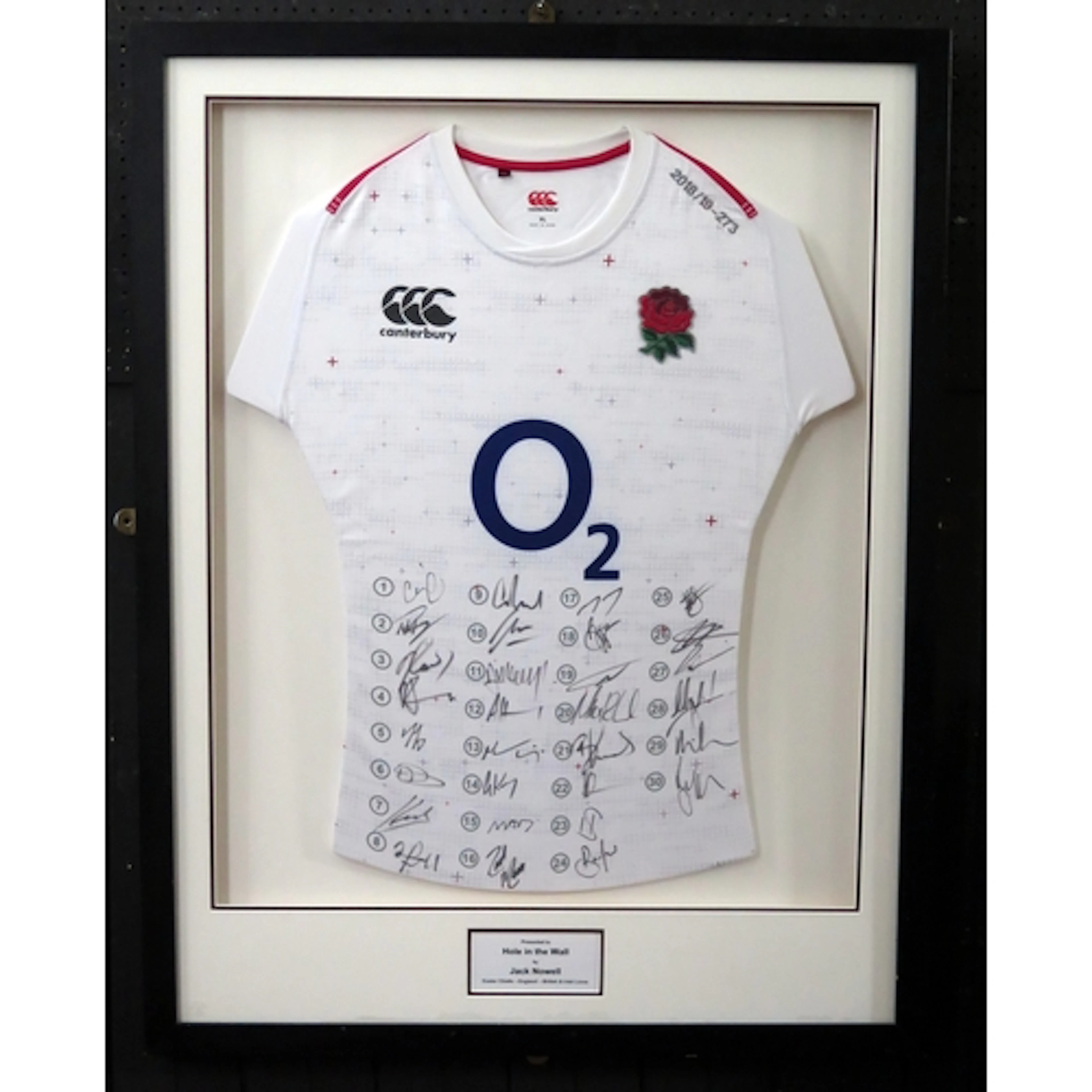 A signed England rugby shirt, 2018/19 season signed by Exete...