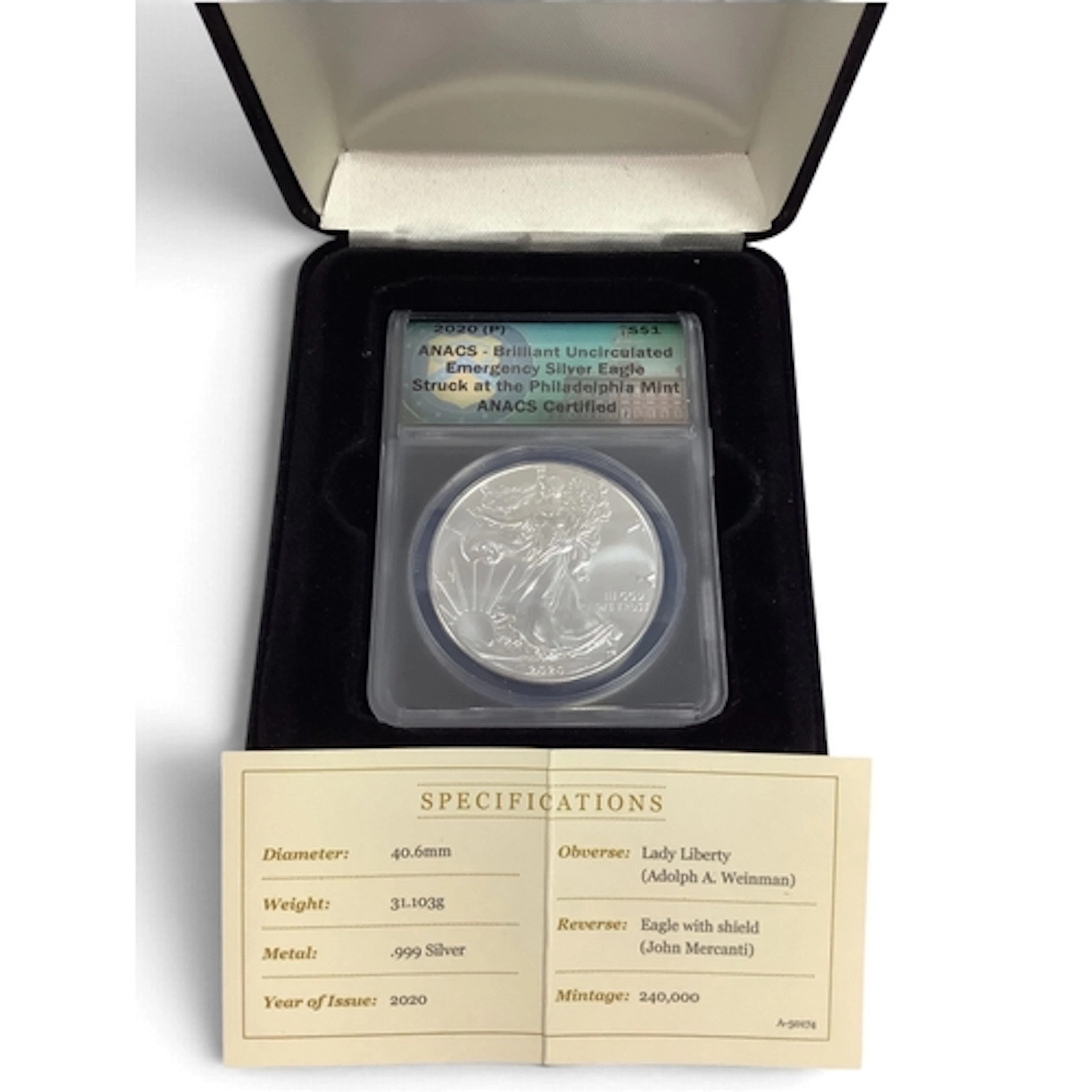 2020 USA Emergency Philadelphia One Ounce Fine Silver Eagle ...