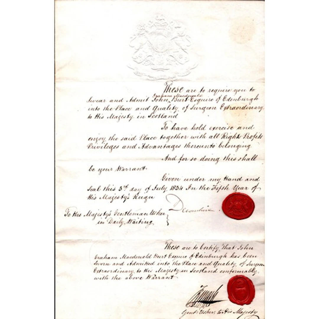 1834 document signed by William George Spencer Cavendish, 6t...