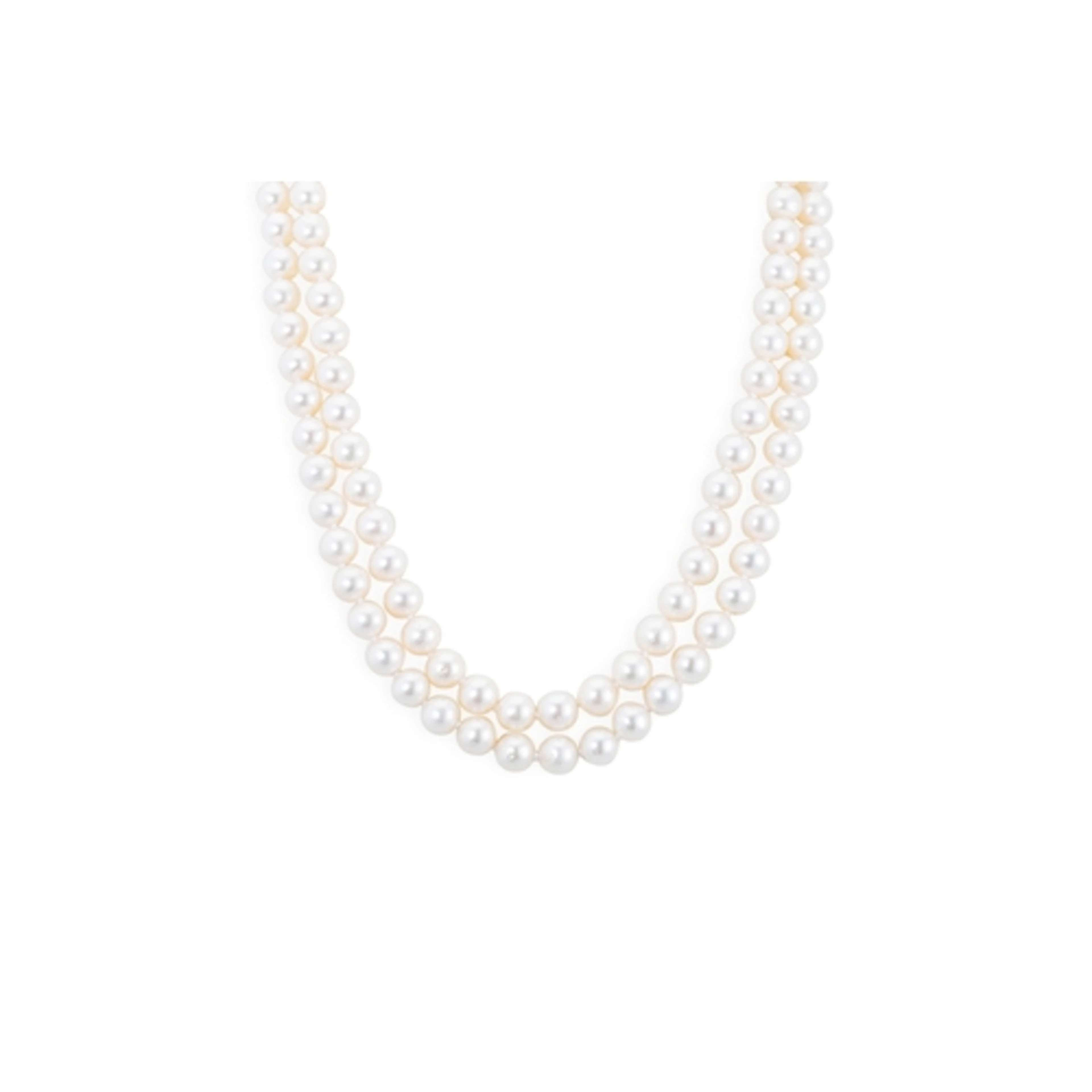 A SET OF CULTURED PEARLS, double stranded, to 14ct yellow go...