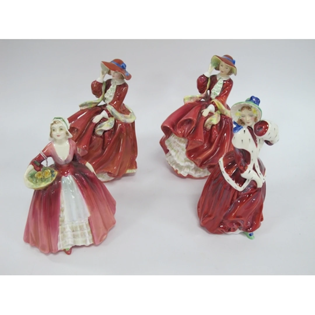 Royal Doulton Figurines in Red Dresses (4).