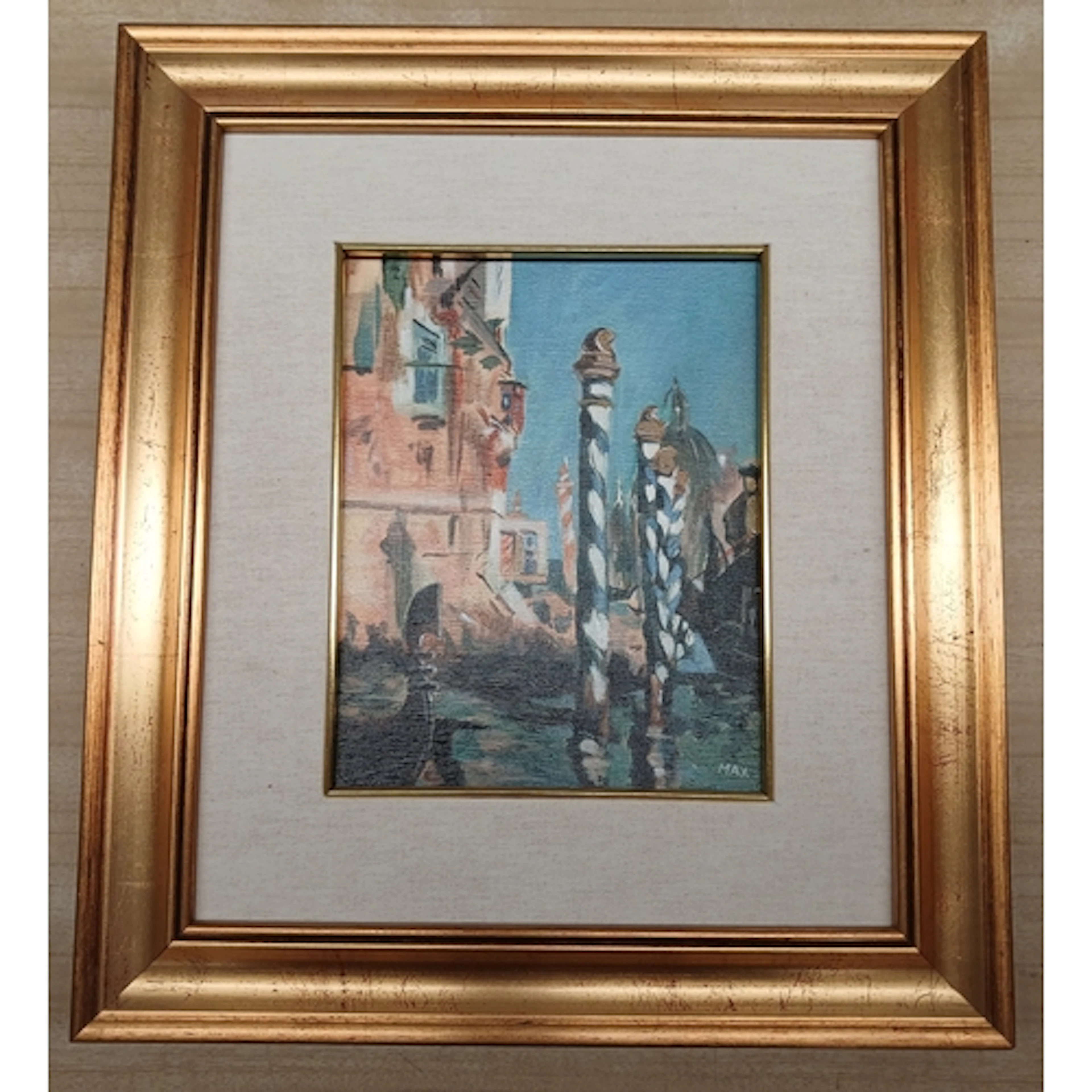 Max Canova, "Venezia", oil on canvas, 23cm x 18cm, framed 43...
