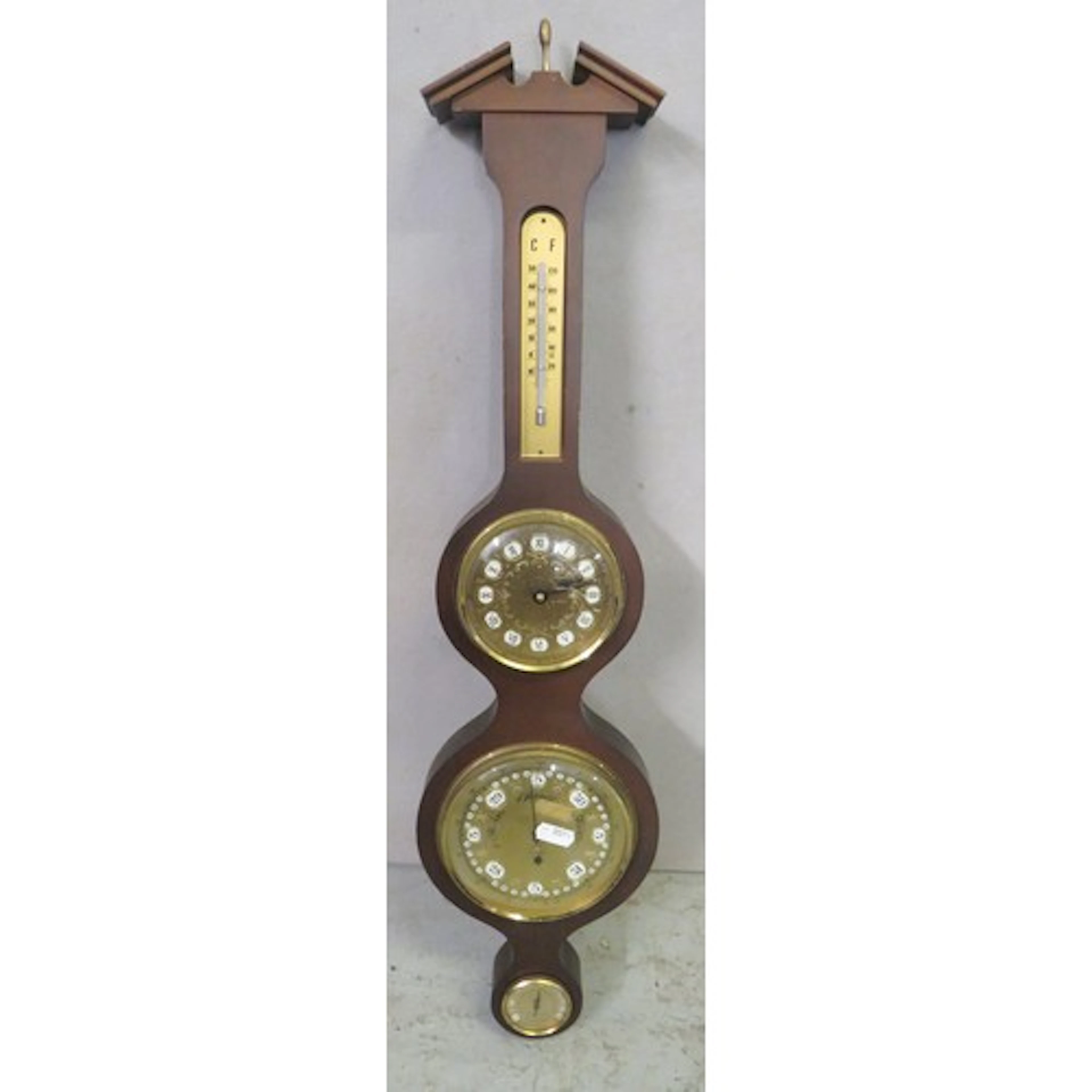 Modern 3 Dial Barometer with battery operated clock, dual ga...