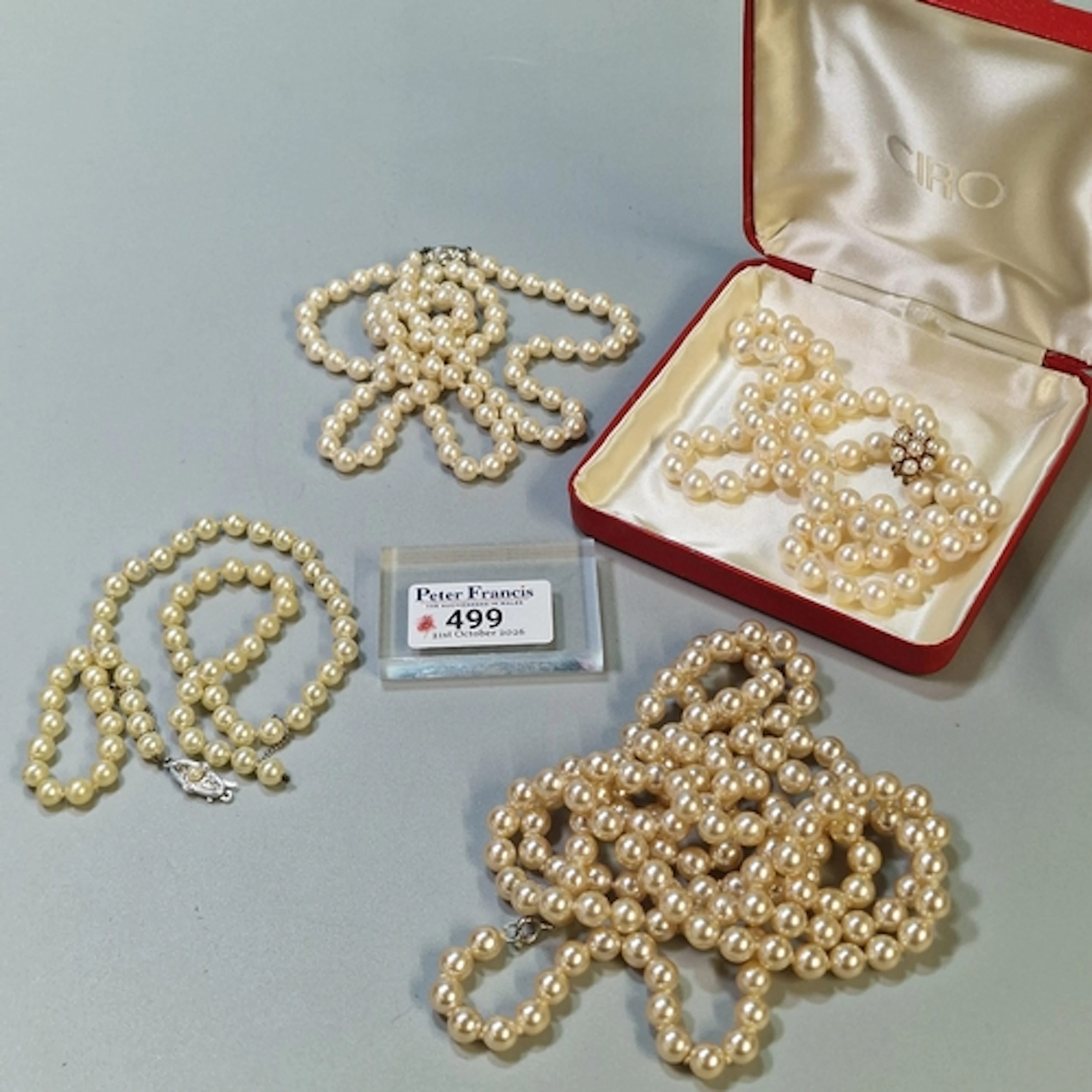 Vintage single strand cultured pearl necklace stamped JKA fo...