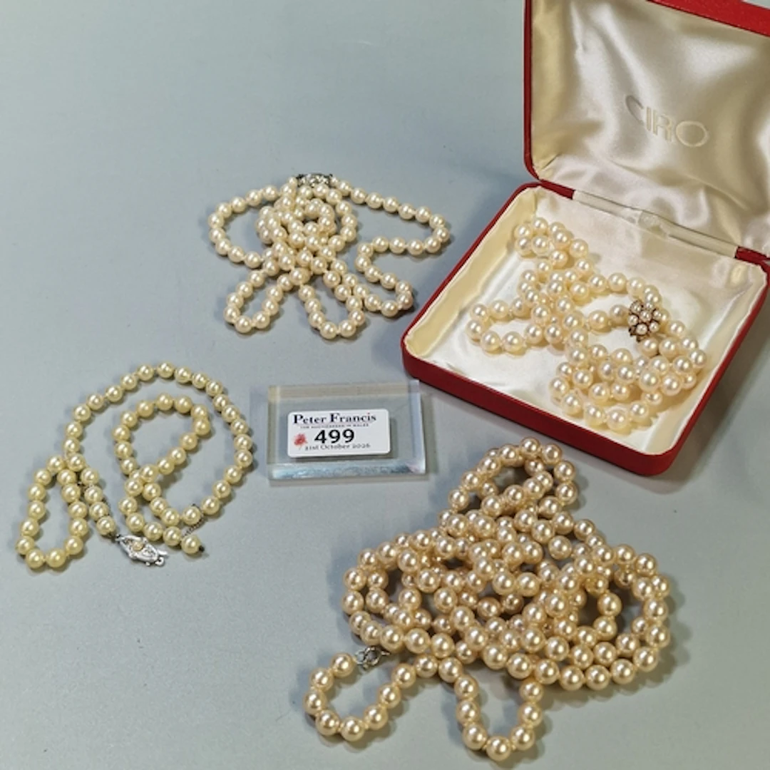 Vintage single strand cultured pearl necklace stamped JKA fo...