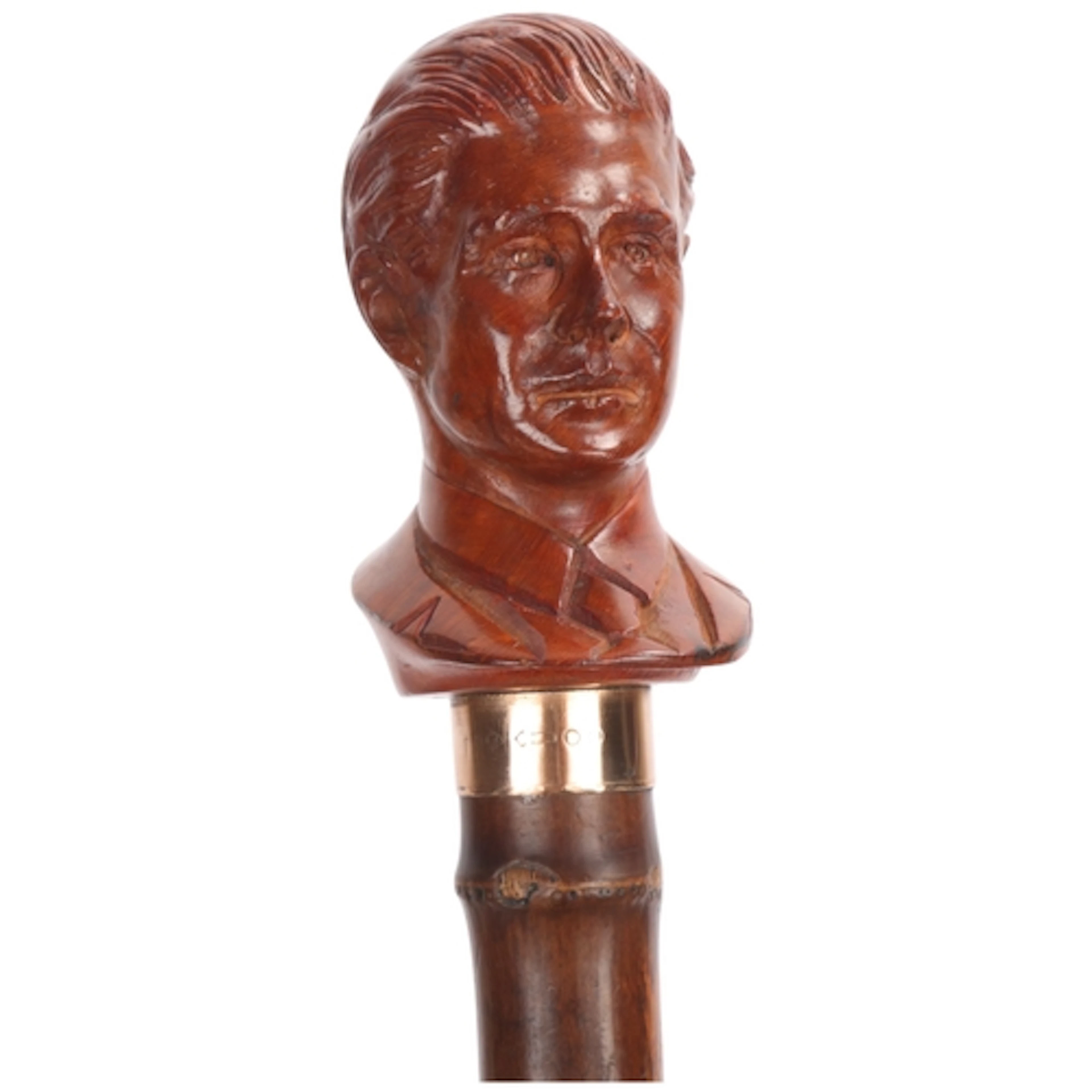 A Walking cane with carved bust of the Duke of Windsor knop ...
