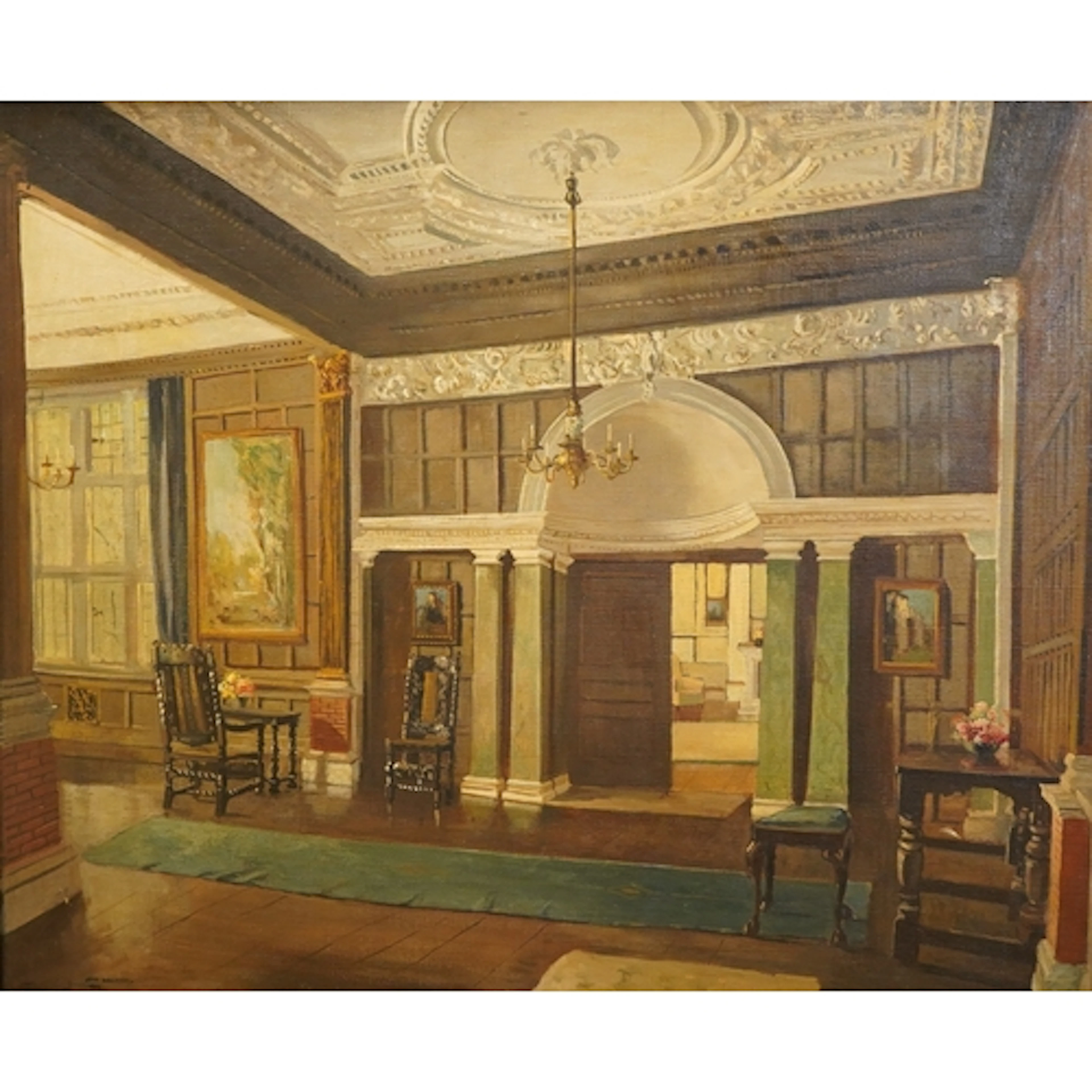 John Wheatley, Interior of a stately home, signed and indist...