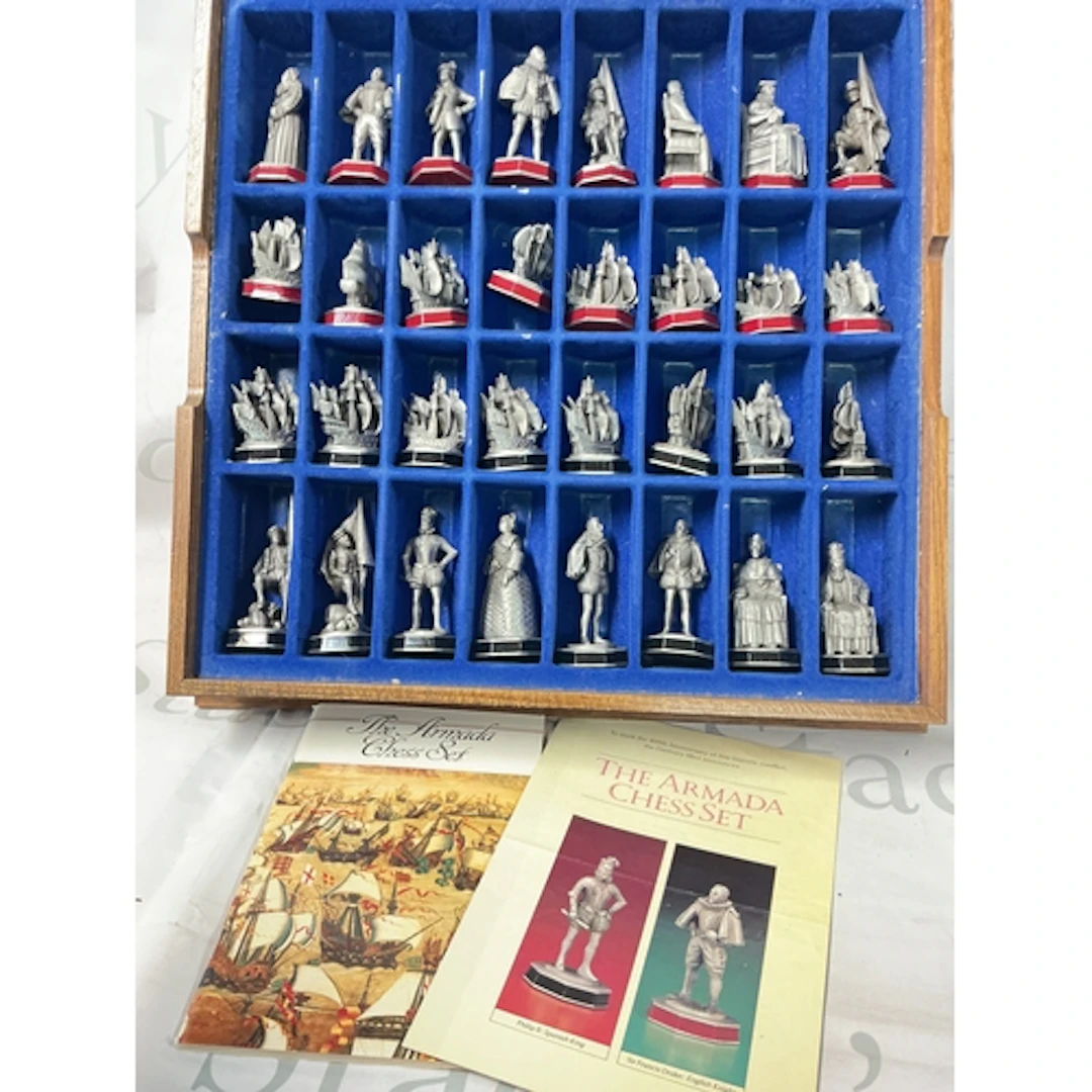 A Danbury Mint Armada Pewter Chess Set. No Reserve.