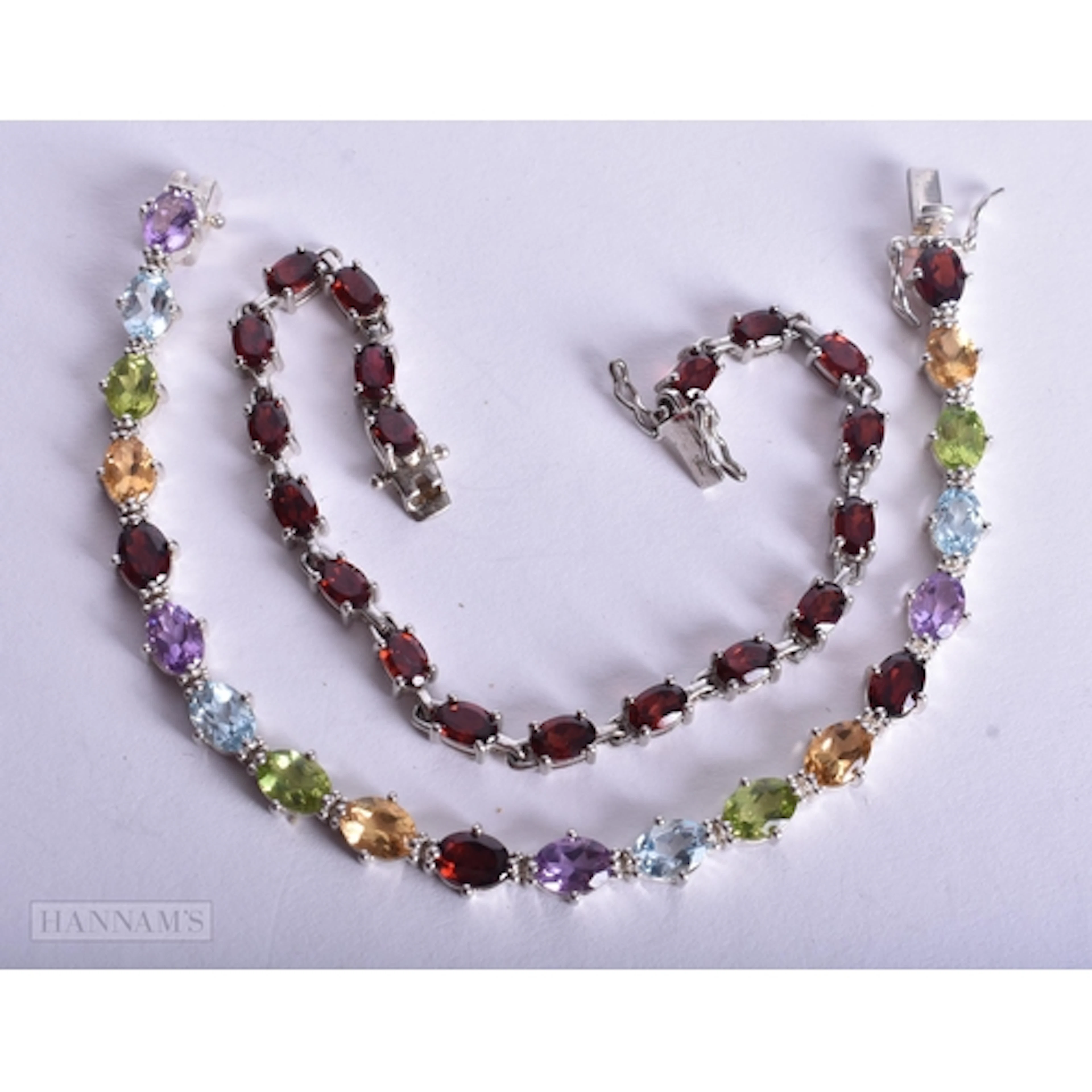 Collection of Sterling Silver Gemstone Bracelets inc. Garnet...