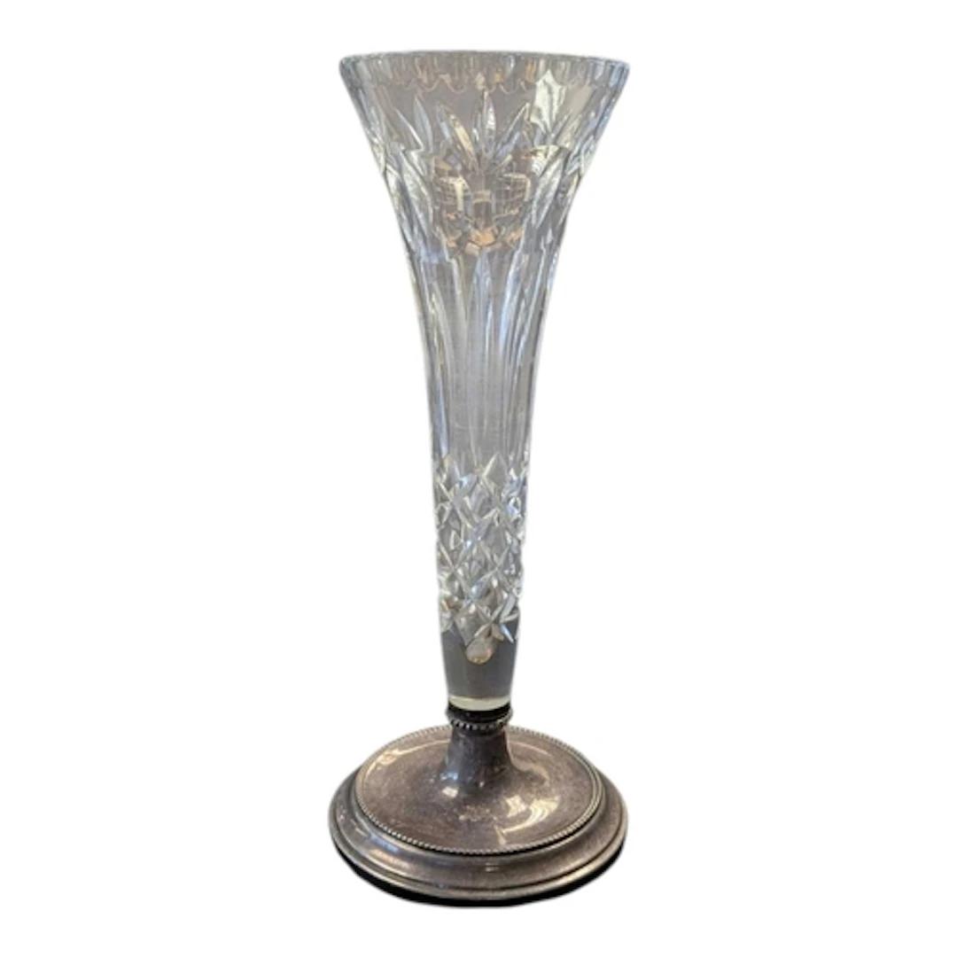 A 20th century crystal cut glass and hallmarked silver eperg...