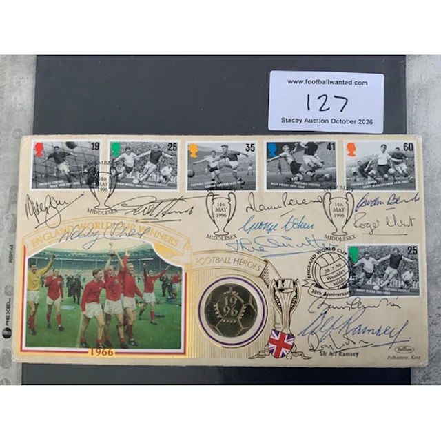 England 1966 World Cup Signed FDC: Produced in 1996 and sign...