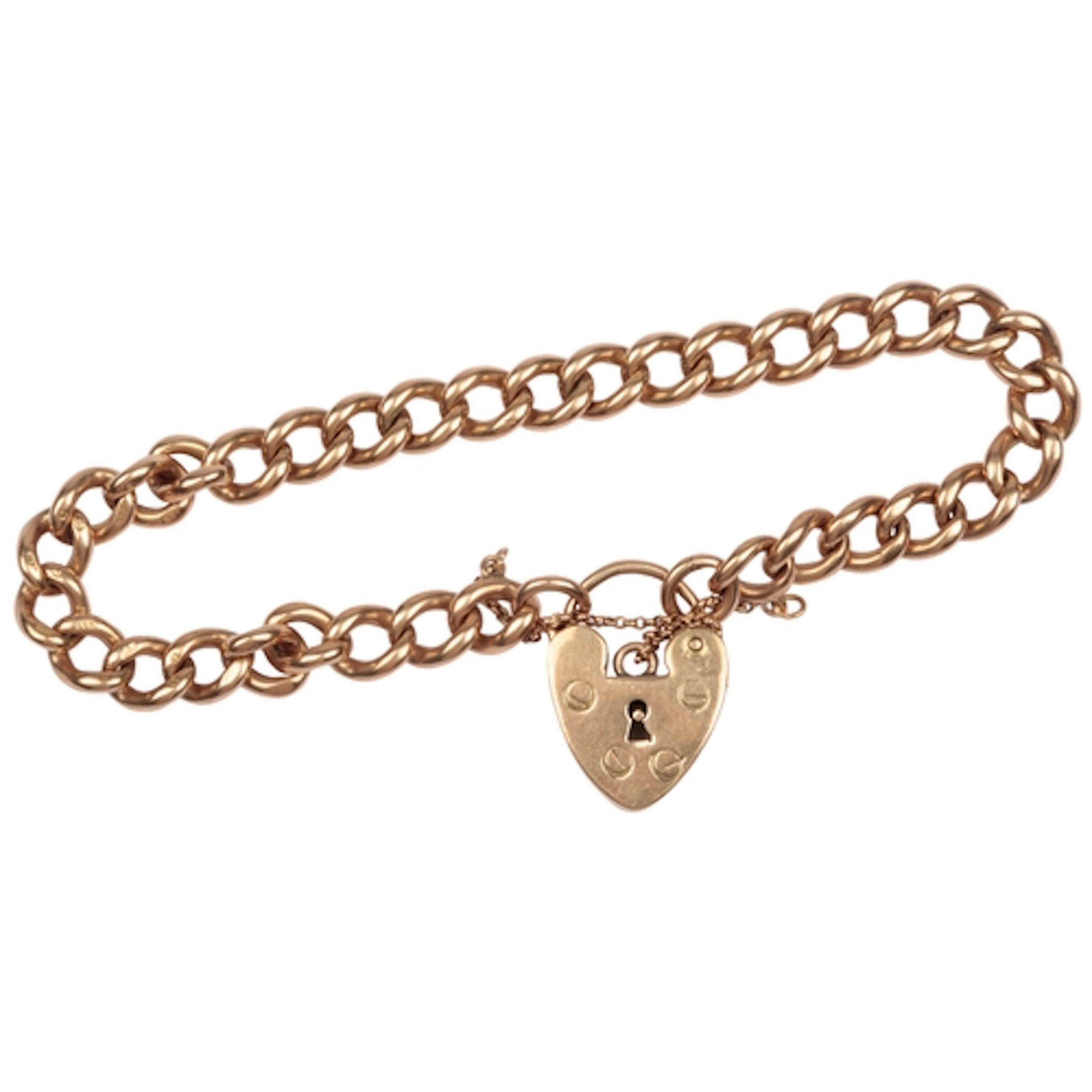 A gold bracelet, early 20th century, of curb linking, to a h...