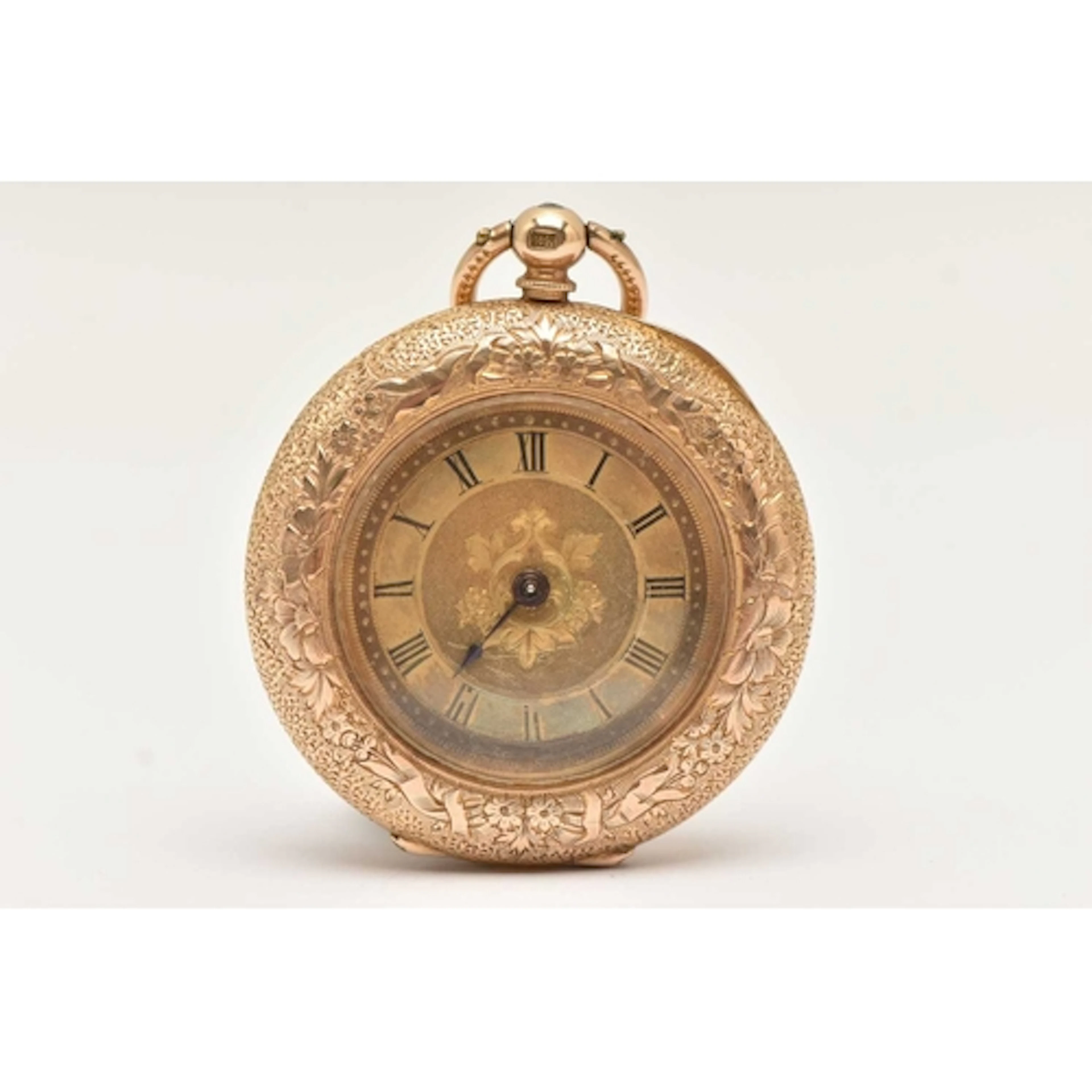 A YELLOW METAL OPEN FACE POCKET WATCH, key wound movement, g...