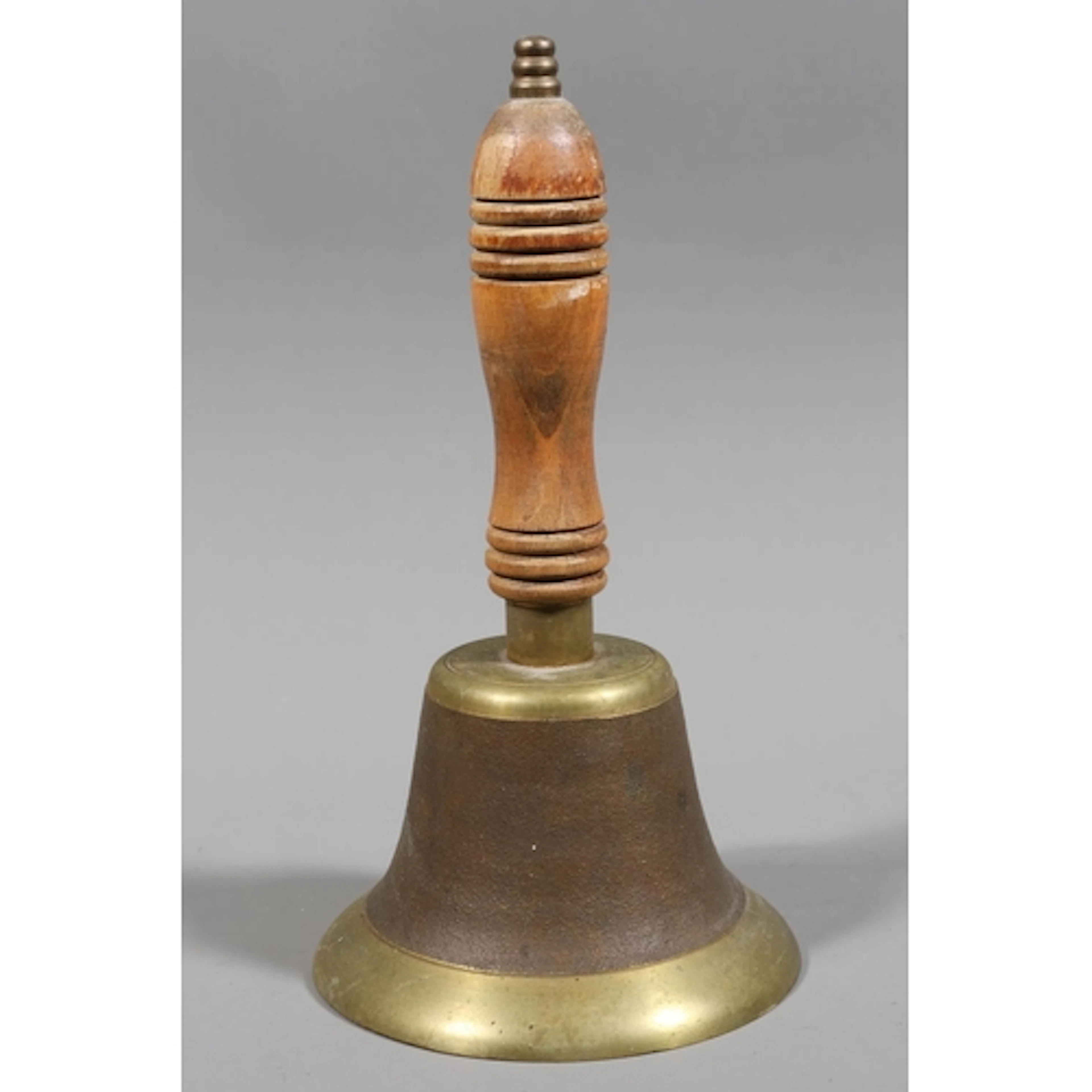 Brass school bell and handle.