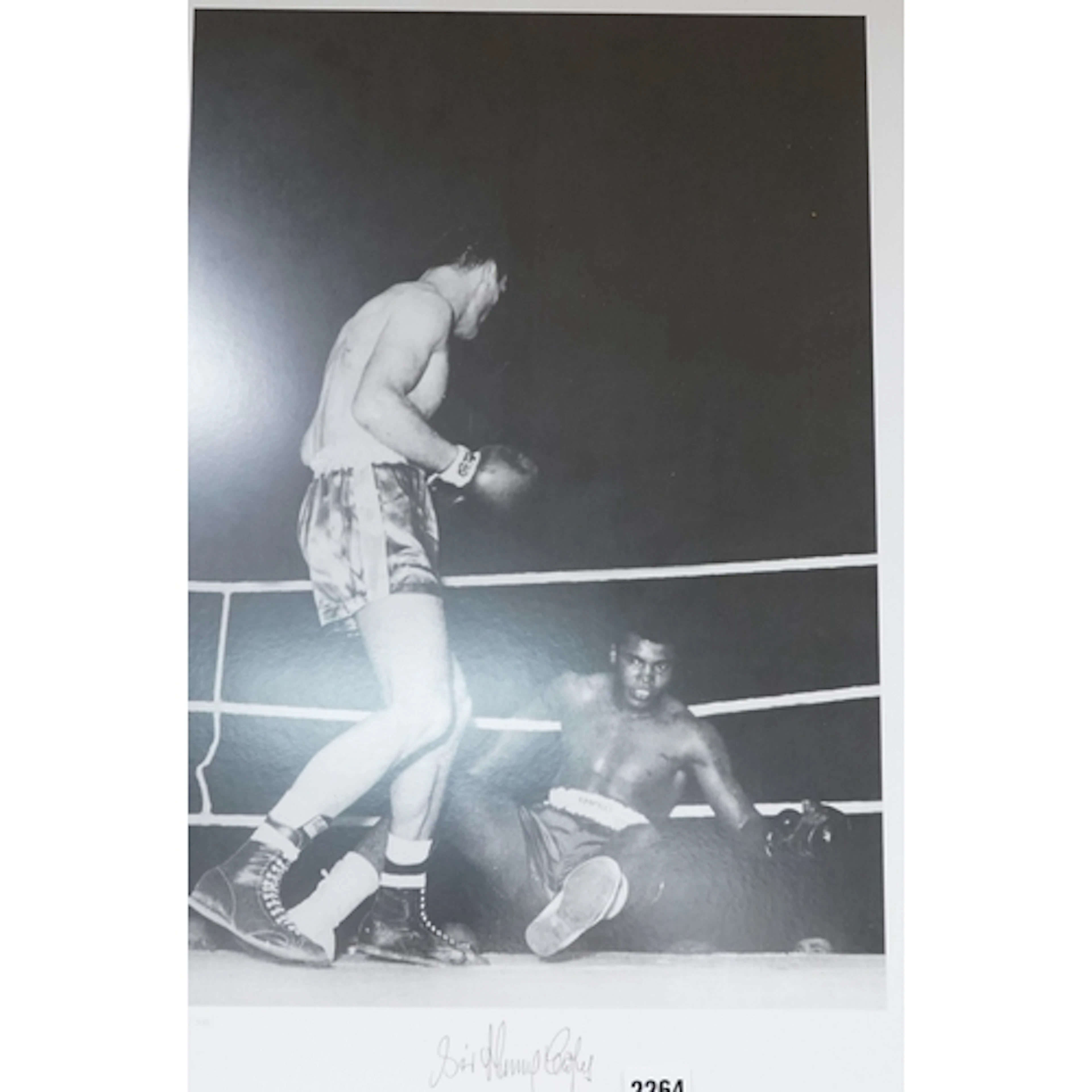 Sir Henry Cooper signed limited edition print, pictured knoc...