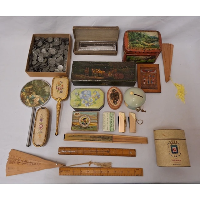 Vintage Biscuit Tin, Player's Navy Cut box, hand mirror with...