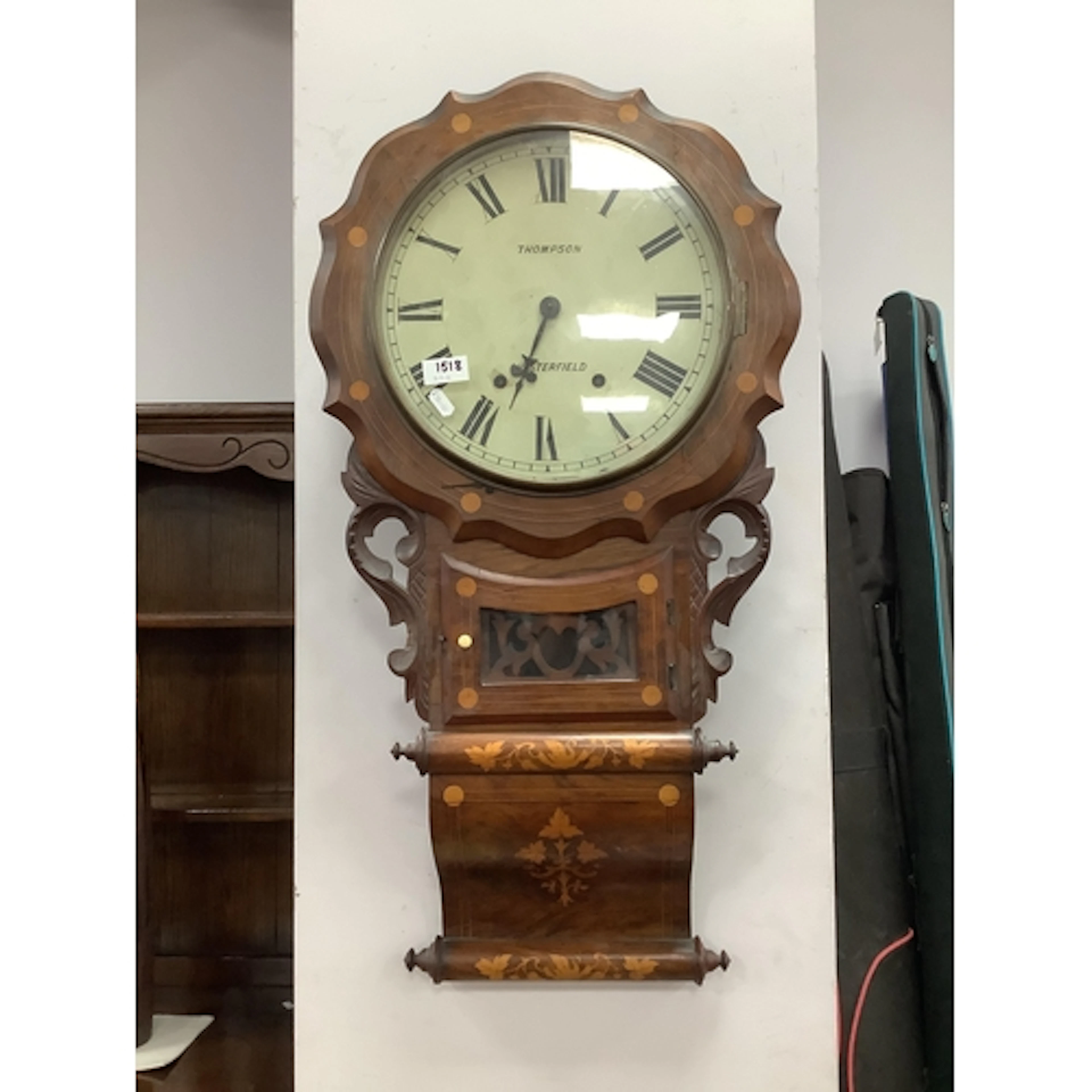 Inlaid Walnut Cased Wall Clock circa 1900, by Thompson, Ches...