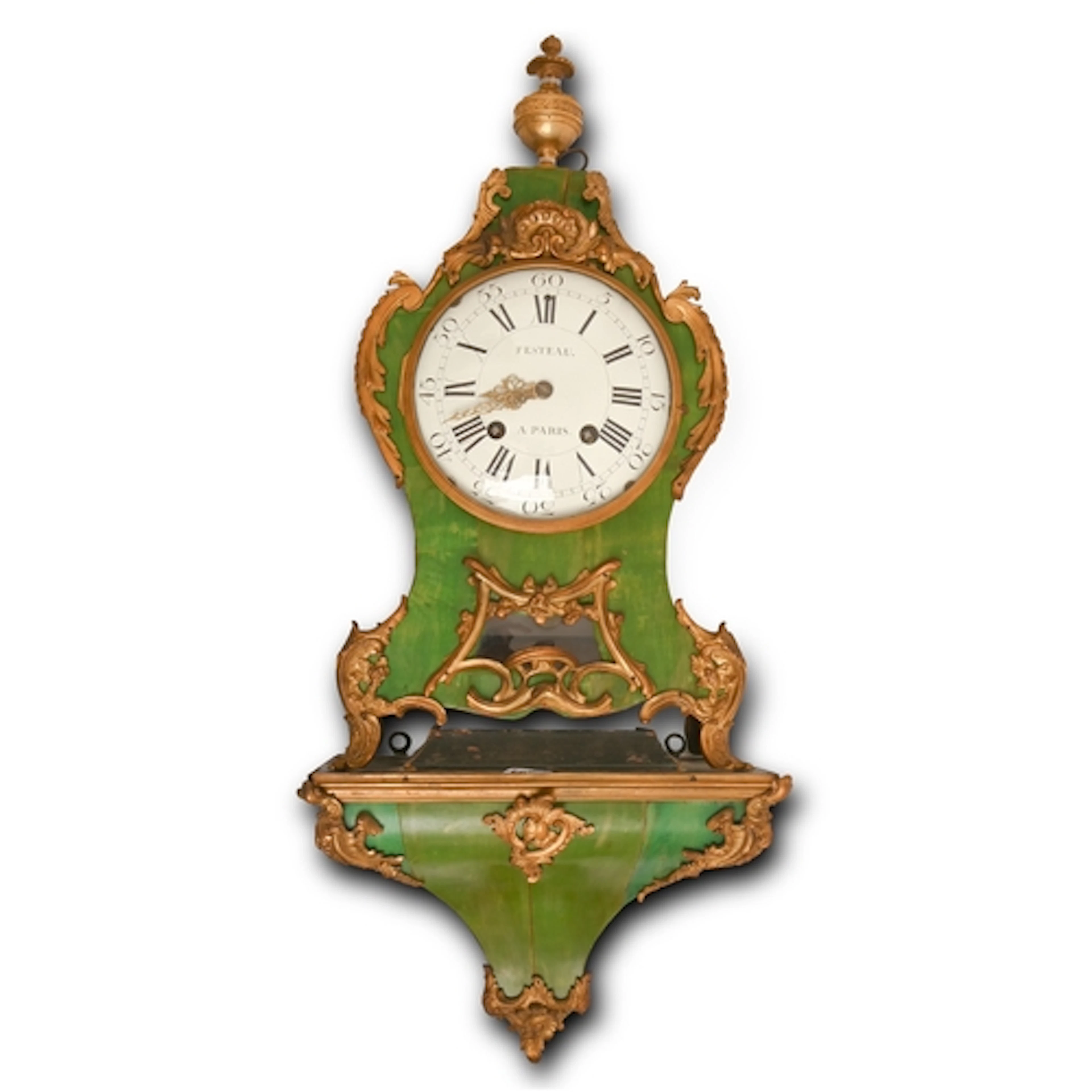 A Louis XVI ormolu mounted corne verte bracket clock and bra...