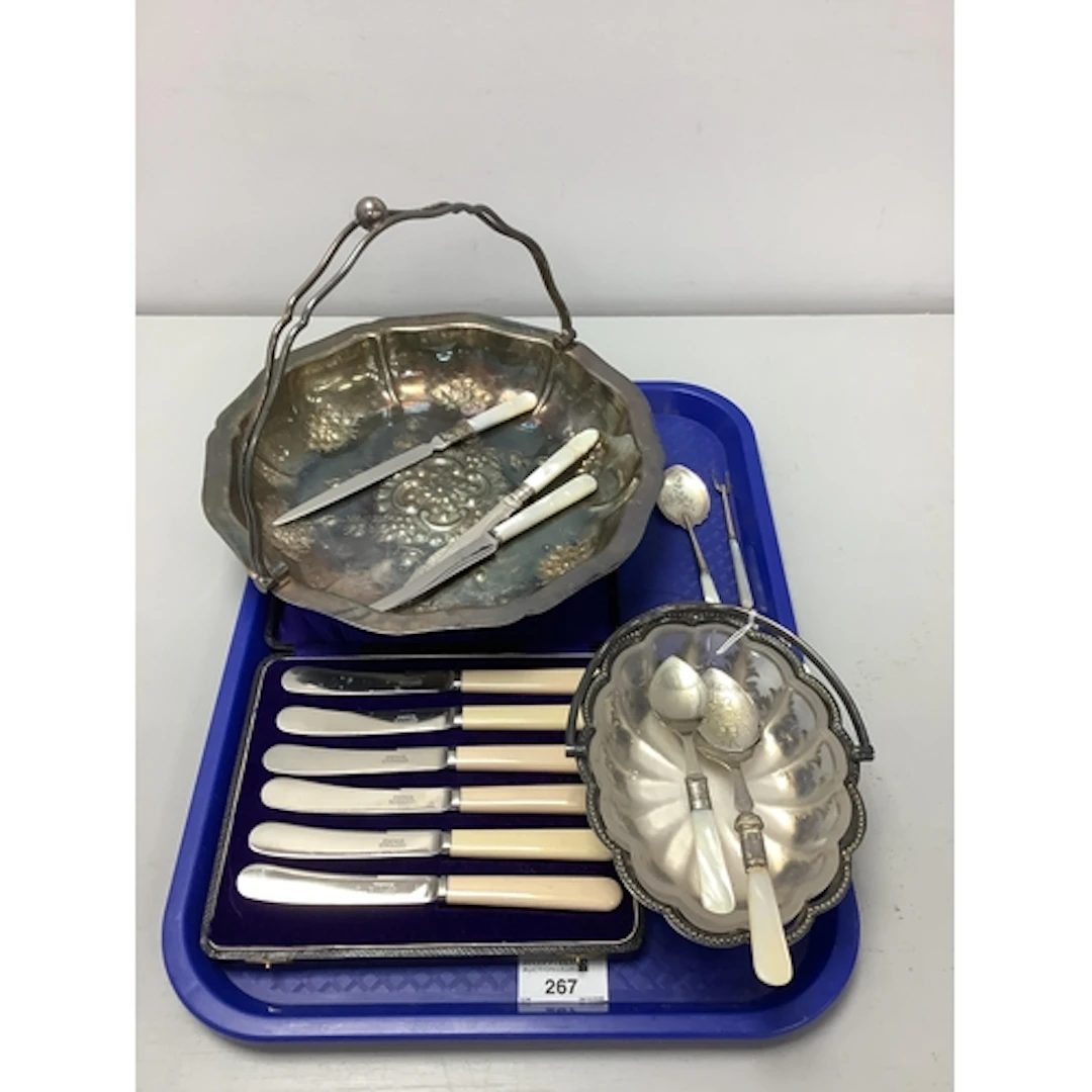 An Antique Hallmarked Silver and Mother of Pearl Preserve Sp...