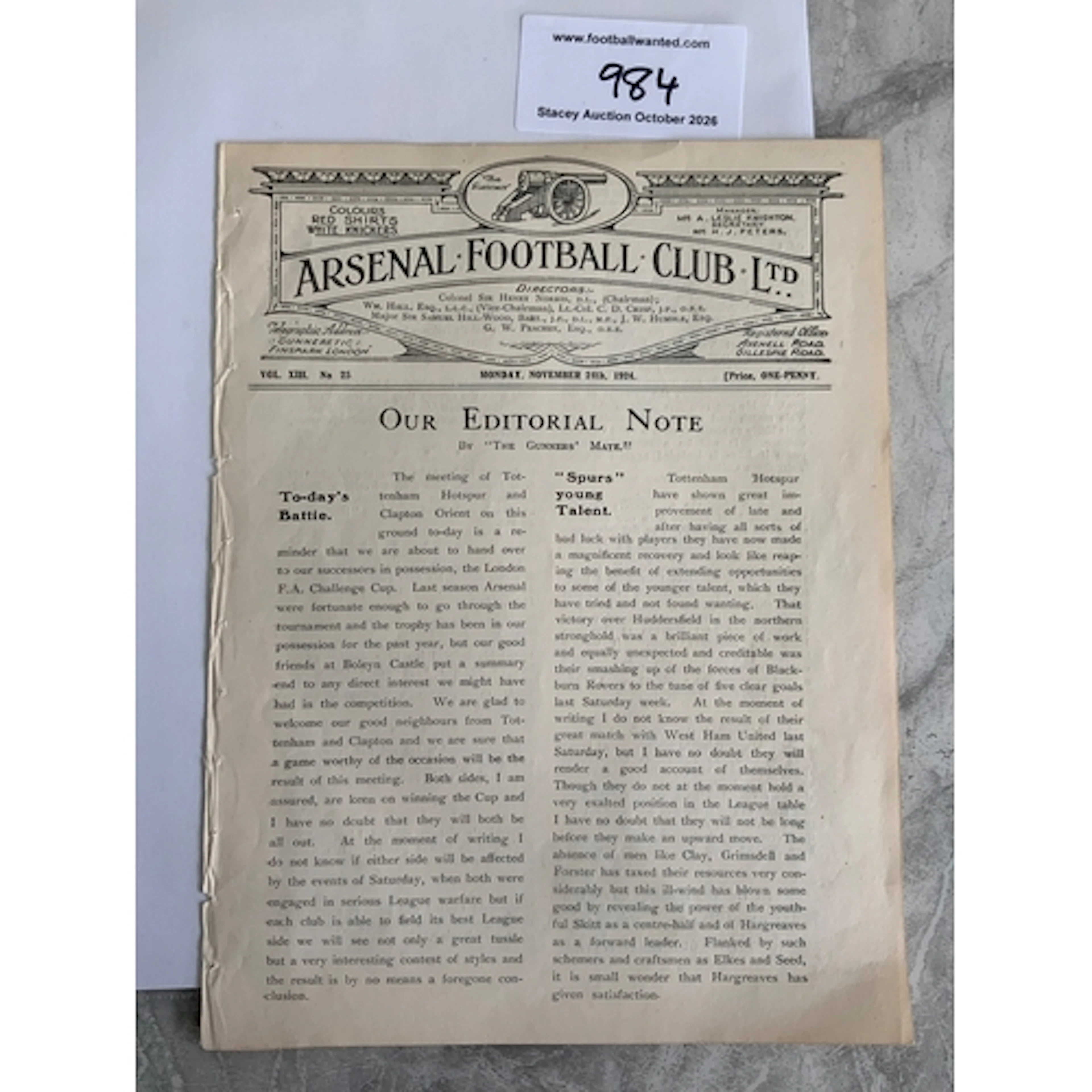 1924 - 1925 Clapton Orient v Tottenham At Arsenal Football P...