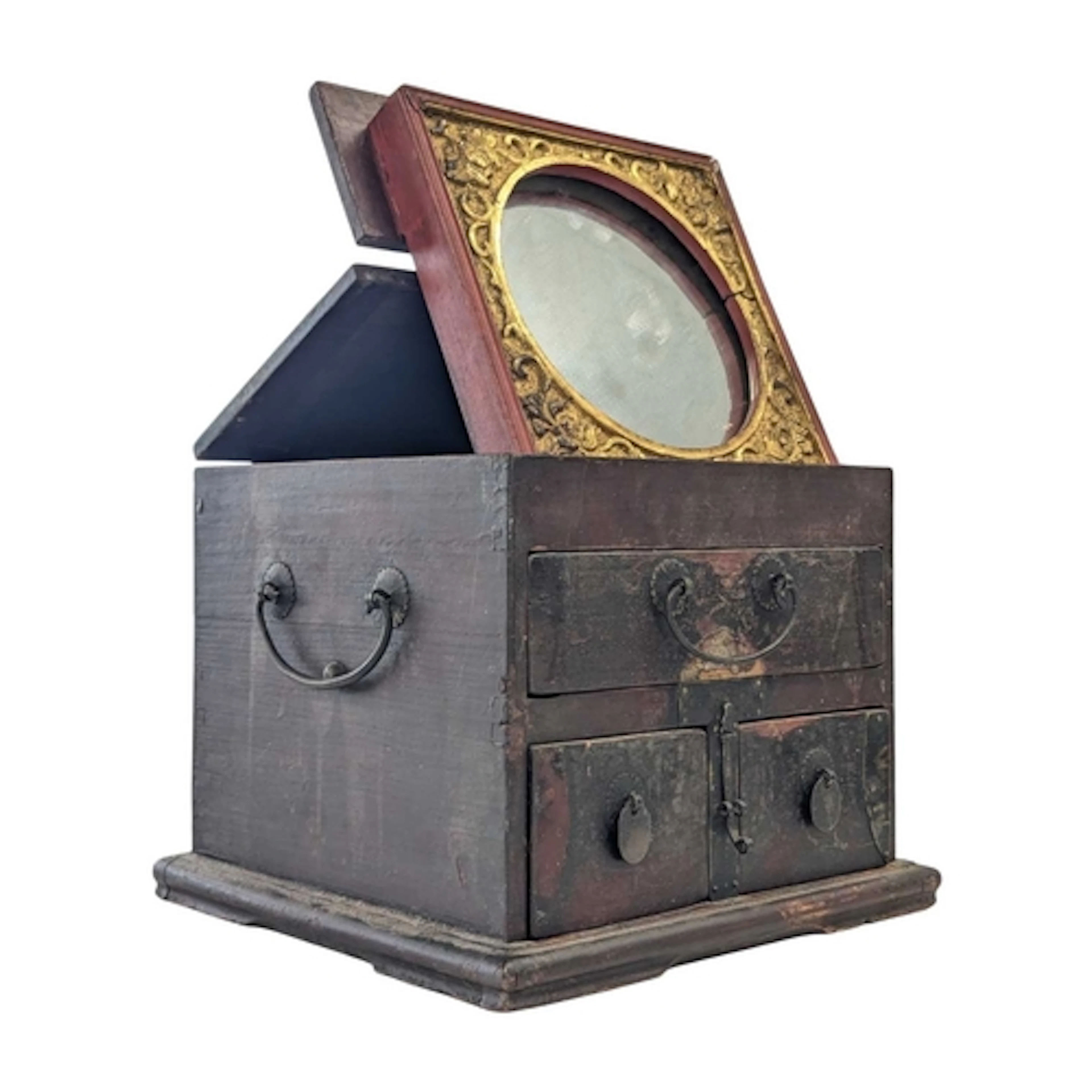 19th century Chinese table top vanity / jewellery cabinet wi...
