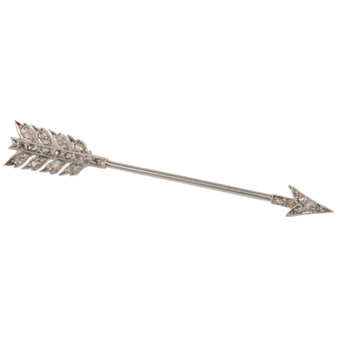 An Art Deco diamond jabot brooch, circa 1920, designed as an...
