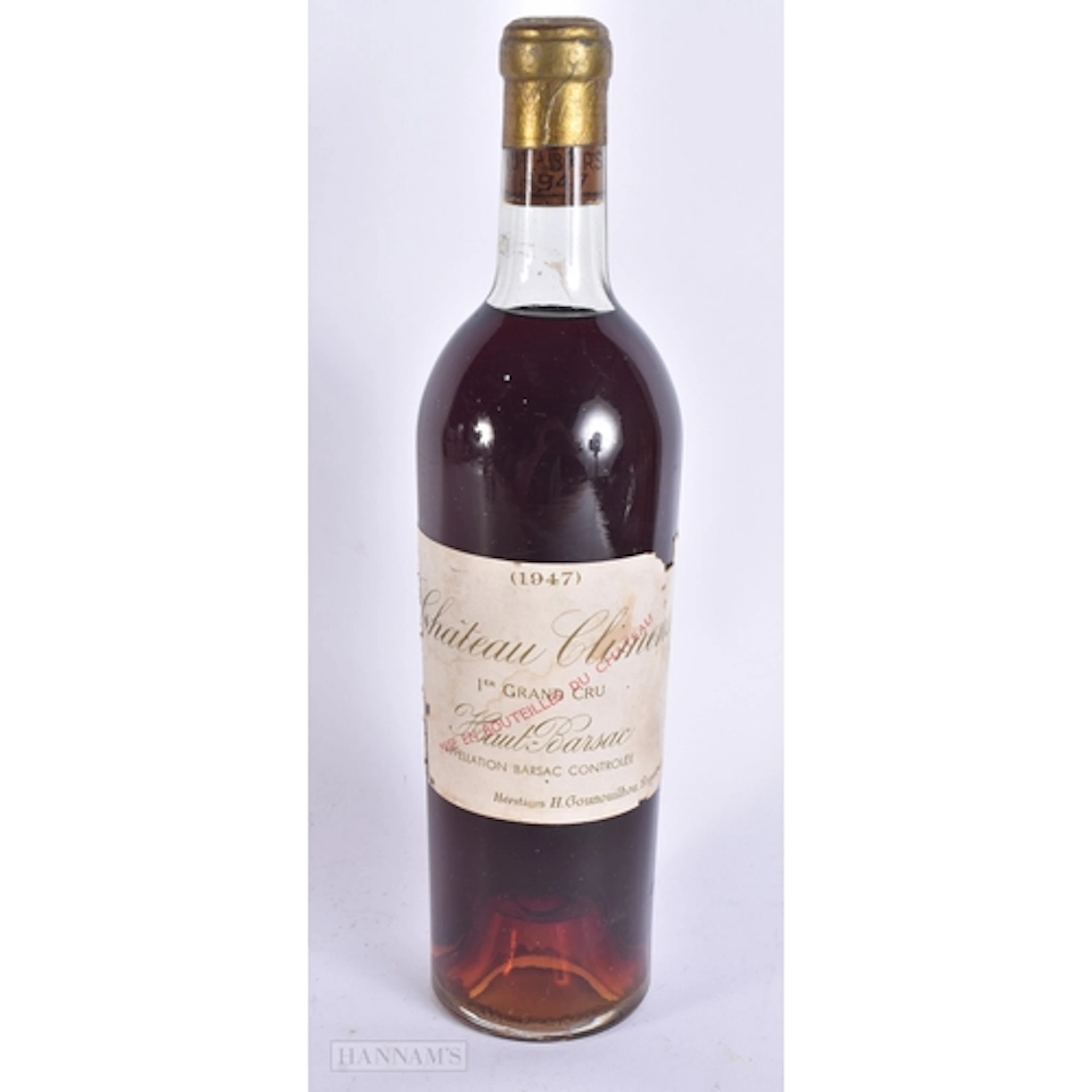 1947 CHÂTEAU CLIMENS SAUTERNE 75CL. FILL LEVEL TOP SHOULDER