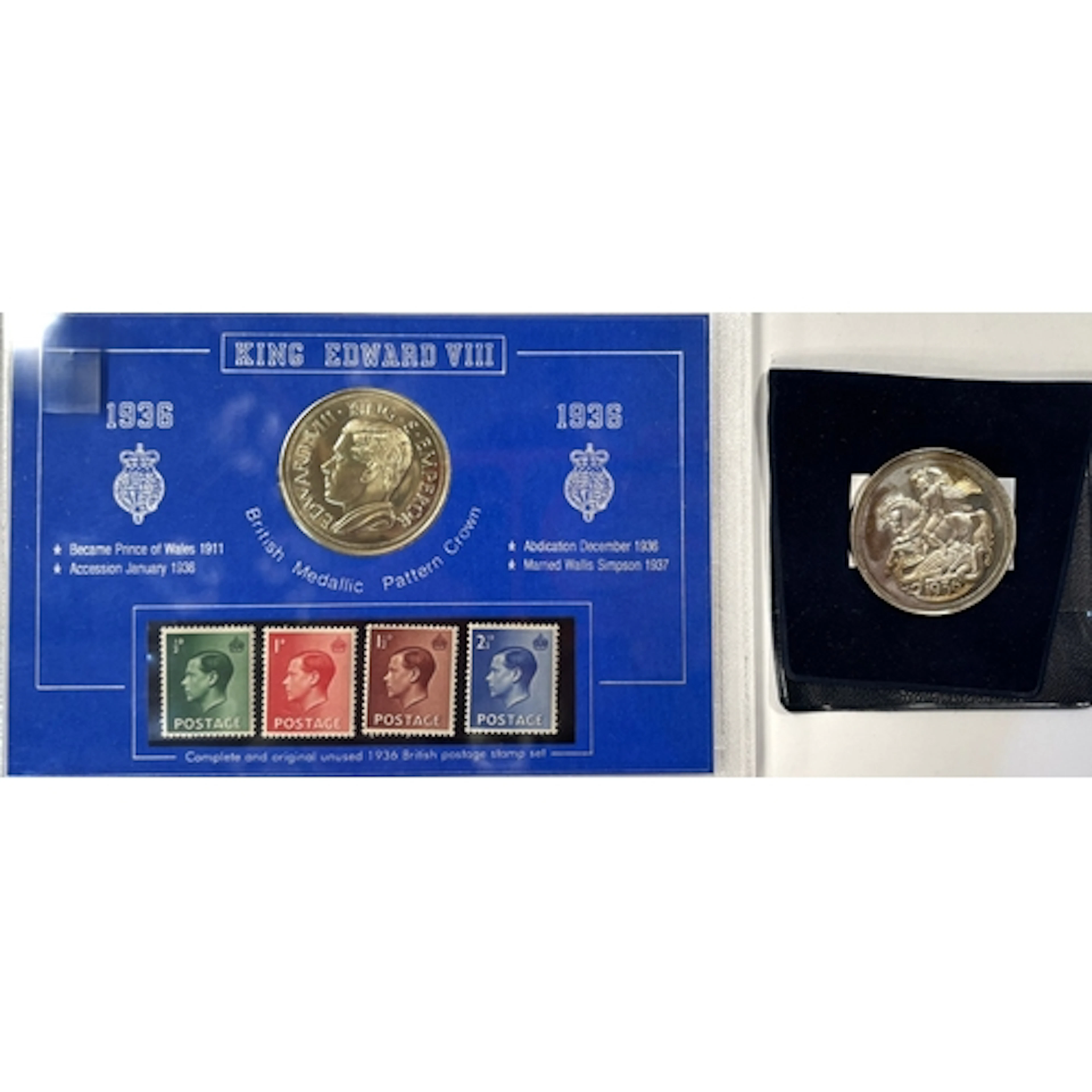 An Edward VIII hallmarked silver fantasy crown, 23.3 gm, ano...