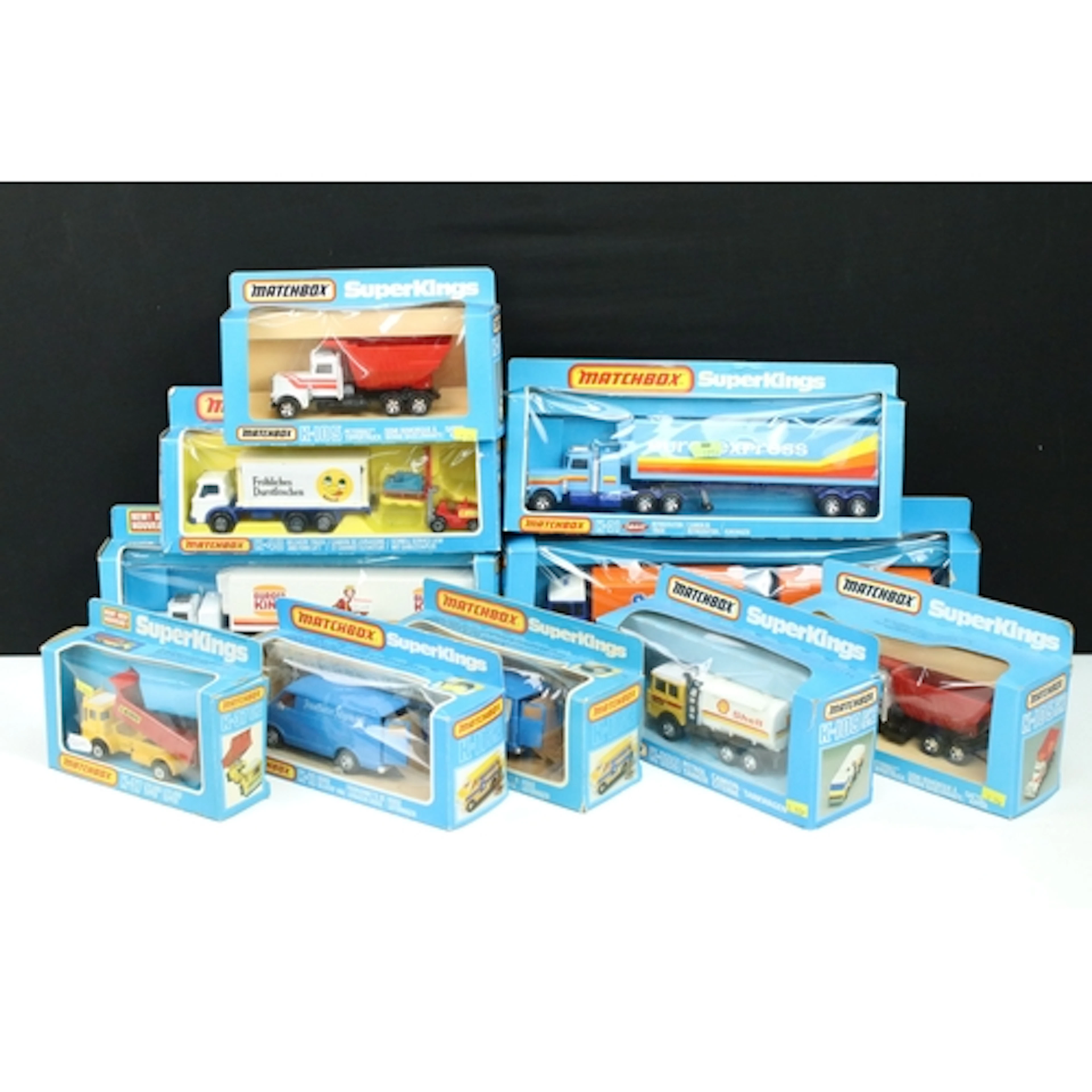 Nine boxed Matchbox Superkings haulage and commercial relate...