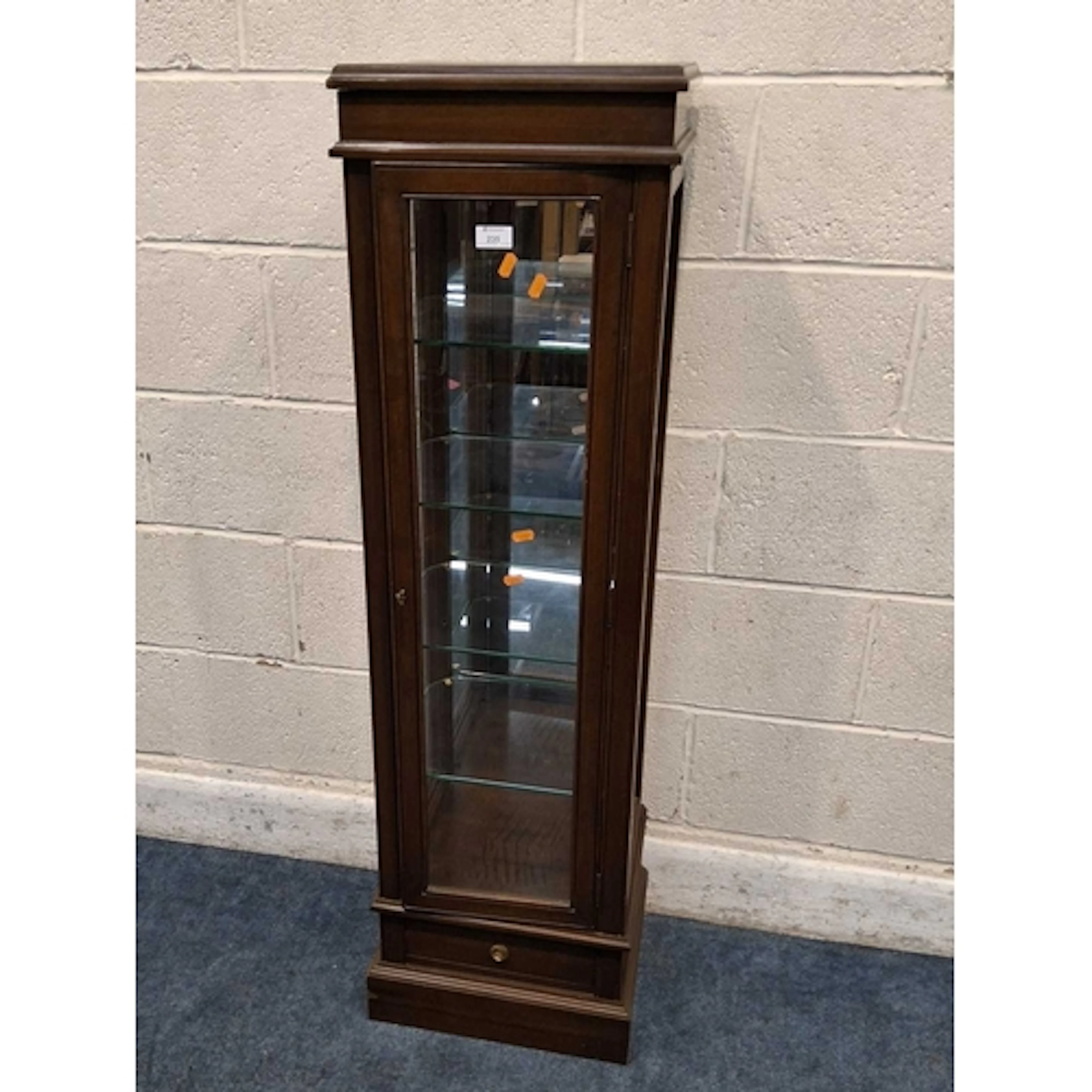 A MODERN MAHOGANY DISPLAY CABINET, with a hinged lid, the si...