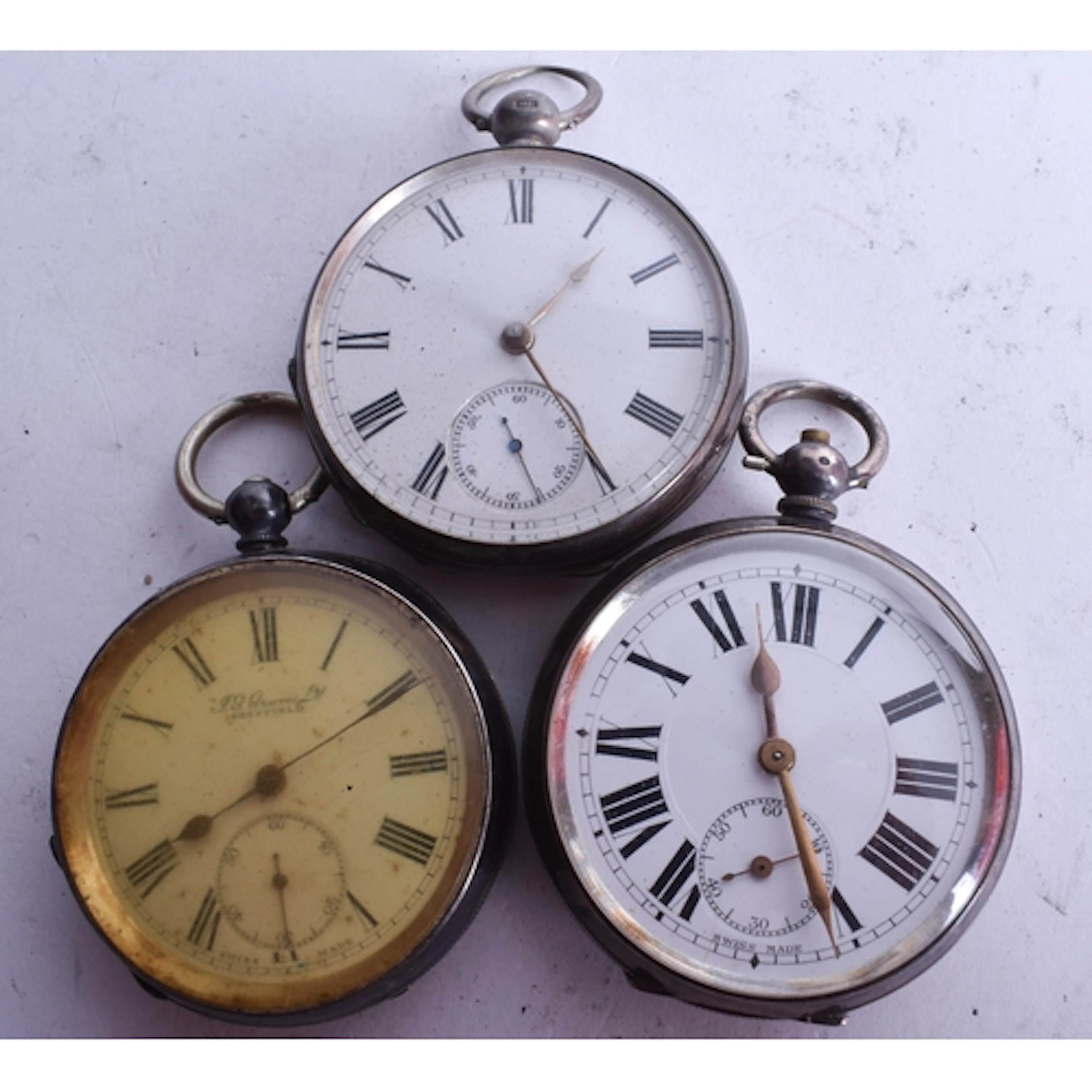 Three Various Grades Silver Antique & Later Open Faced Pocke...