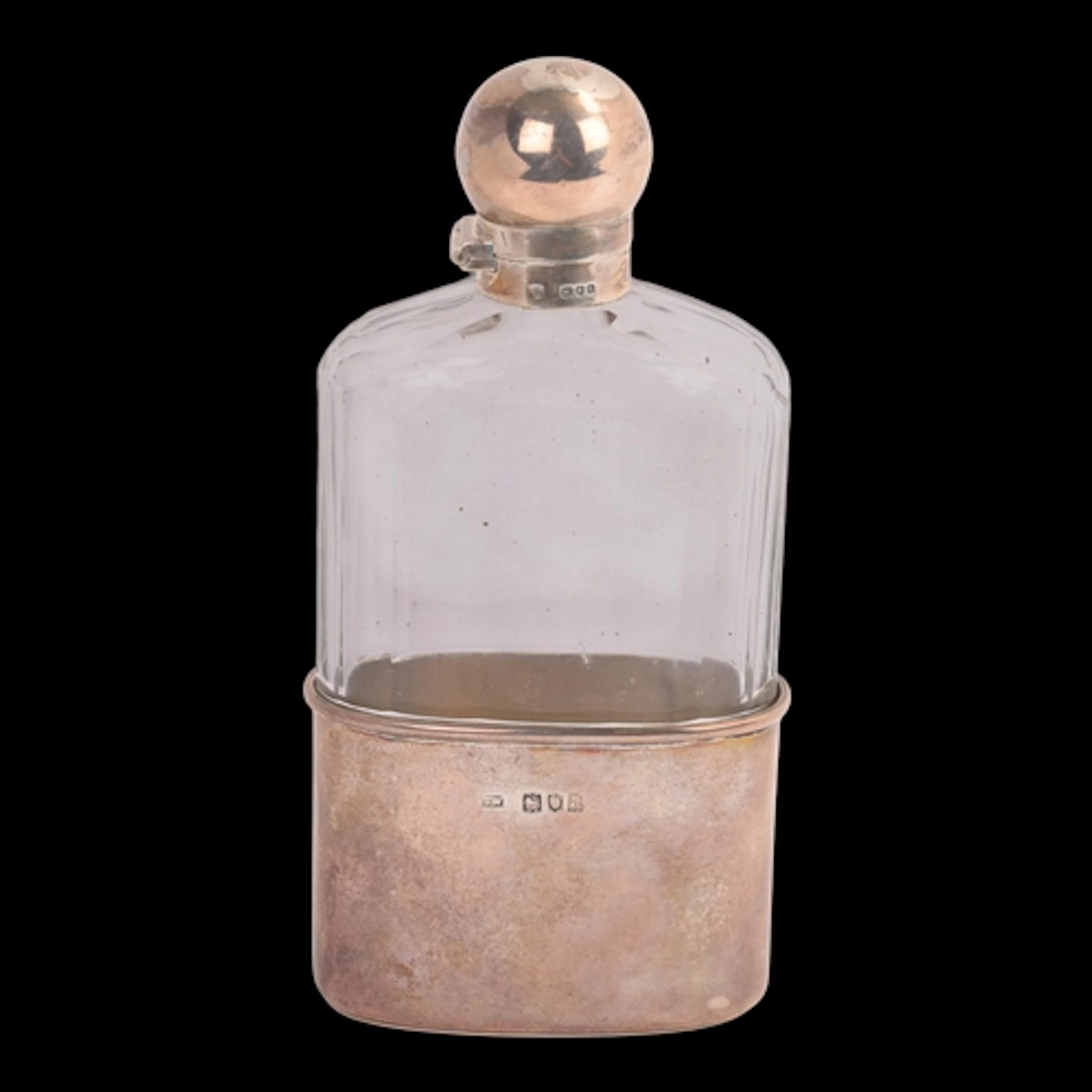 A Victorian silver-mounted glass hip flask, Thomas Whitehous...