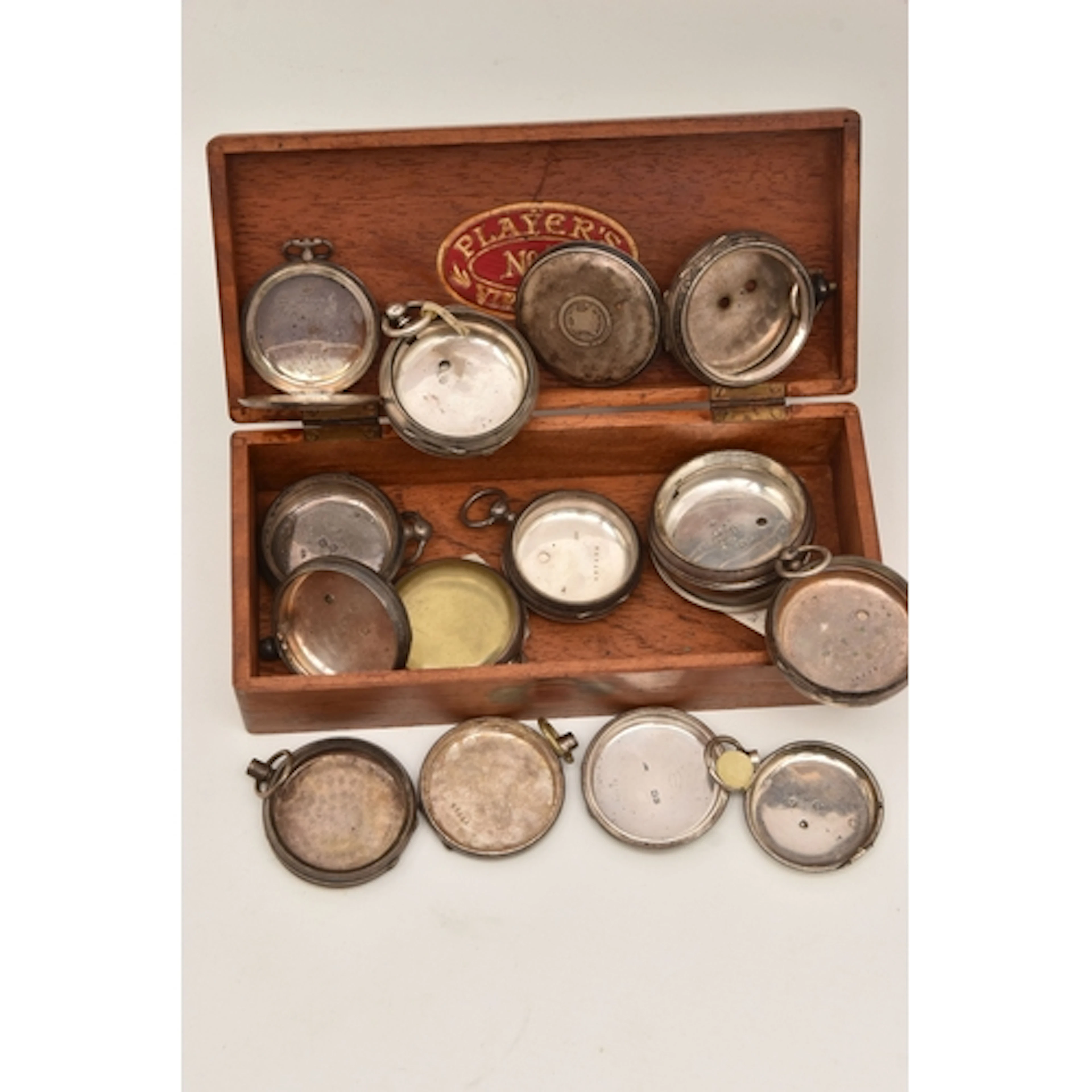 AN ASSORTMENT OF SILVER POCKET WATCH CASES, damaged, AF, spa...