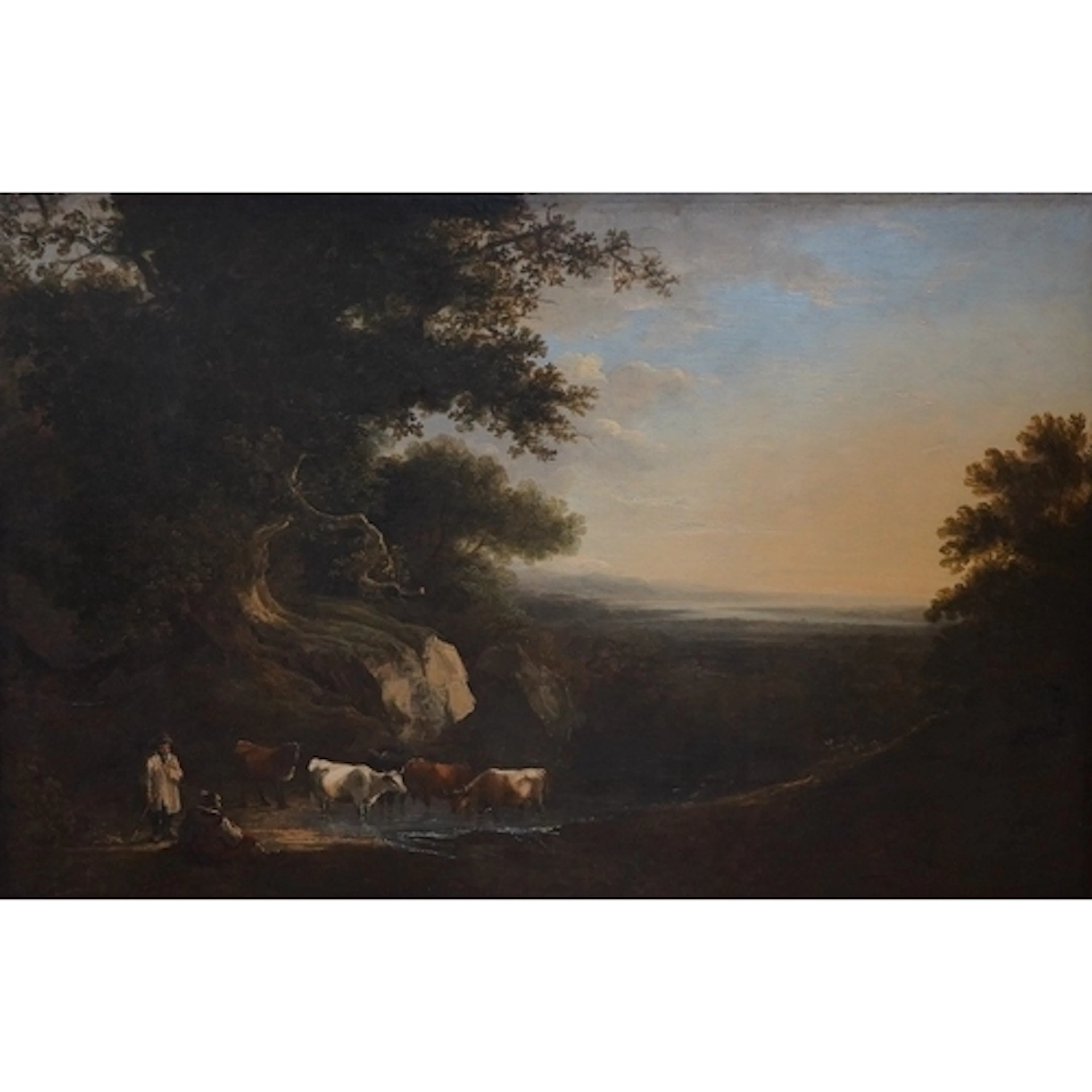 Manner of Thomas Gainsborough, cattle watering in a landscap...