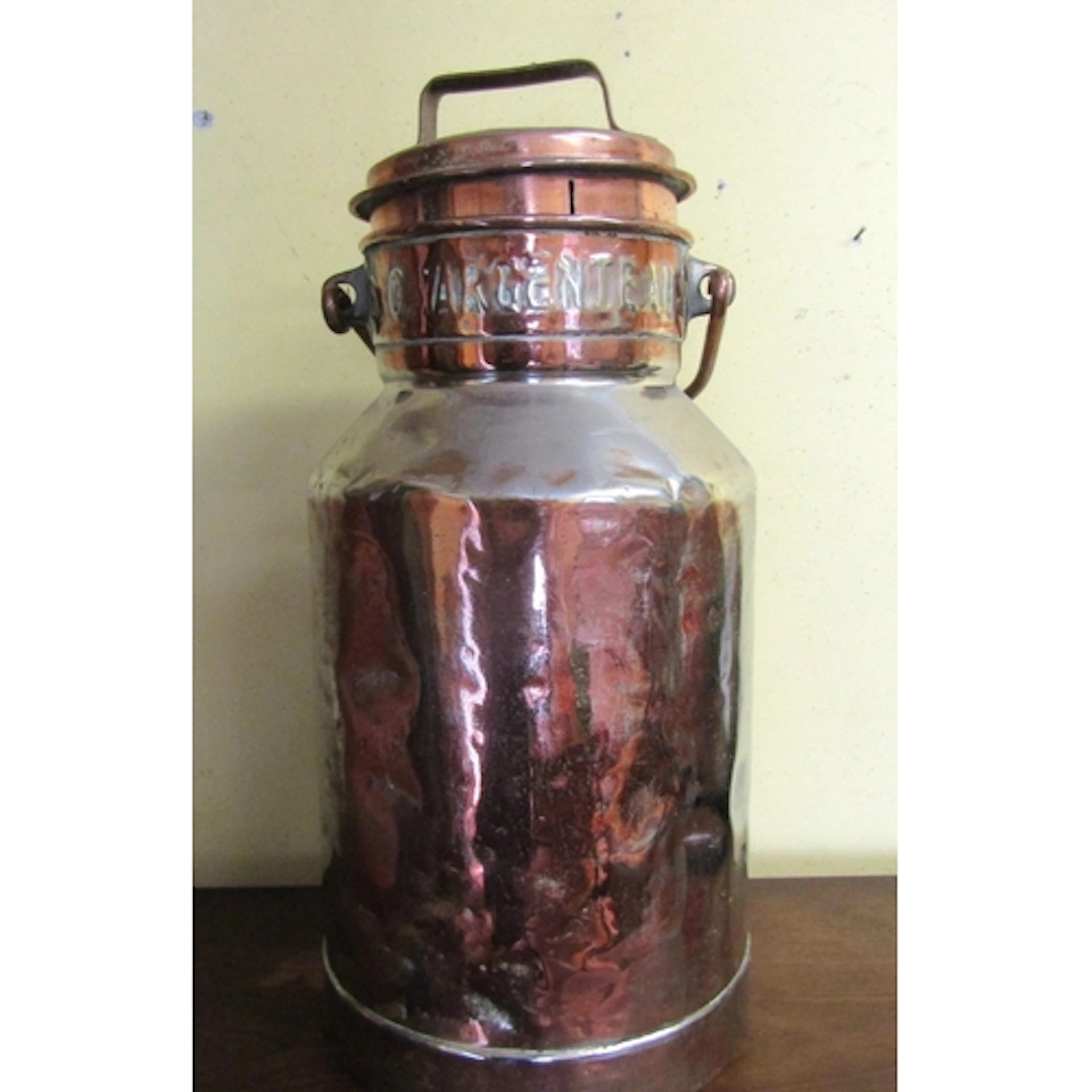 Antique Copper Milk Churn with Original Cover and Swing Carr...