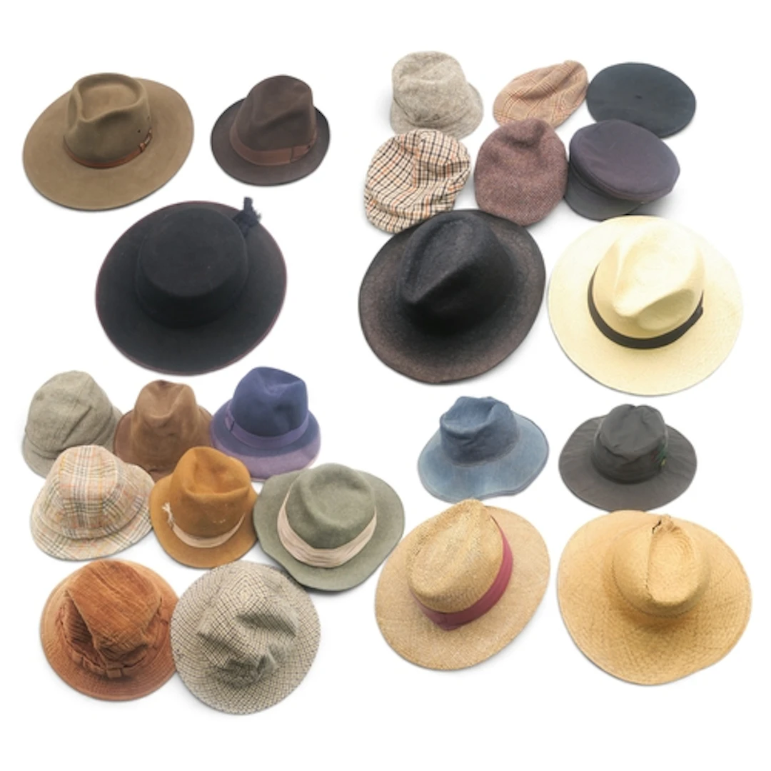 A collection of mostly wool and felt hats