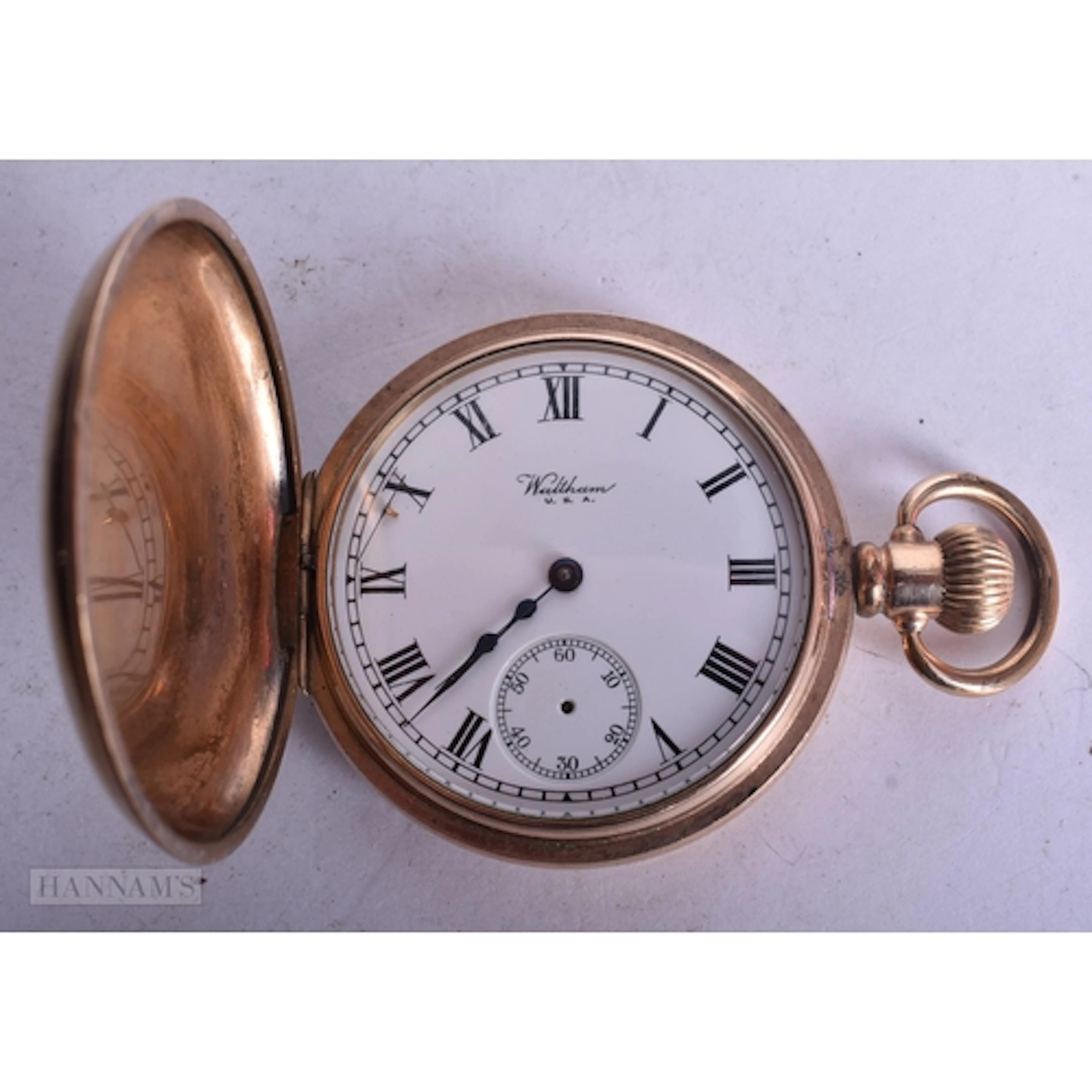 Waltham Rolled Gold Full Hunter Pocket Watch Hand Wind Worki...