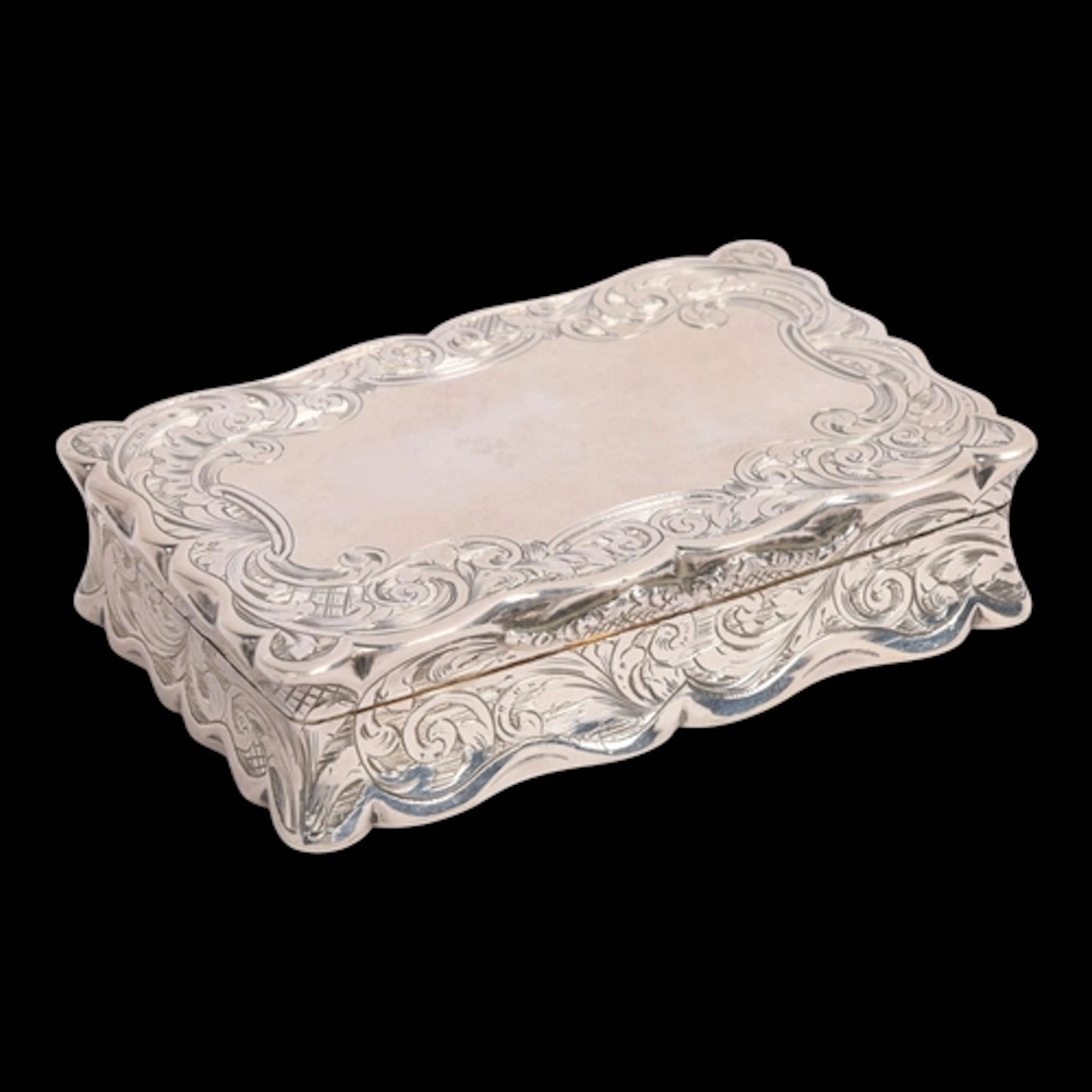 A Victorian silver snuff box, Nathaniel Mills, Birmingham 18...