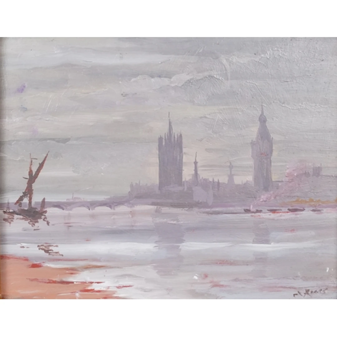 After George Hyde Pownall - Westminster Bridge at sunset, ea...
