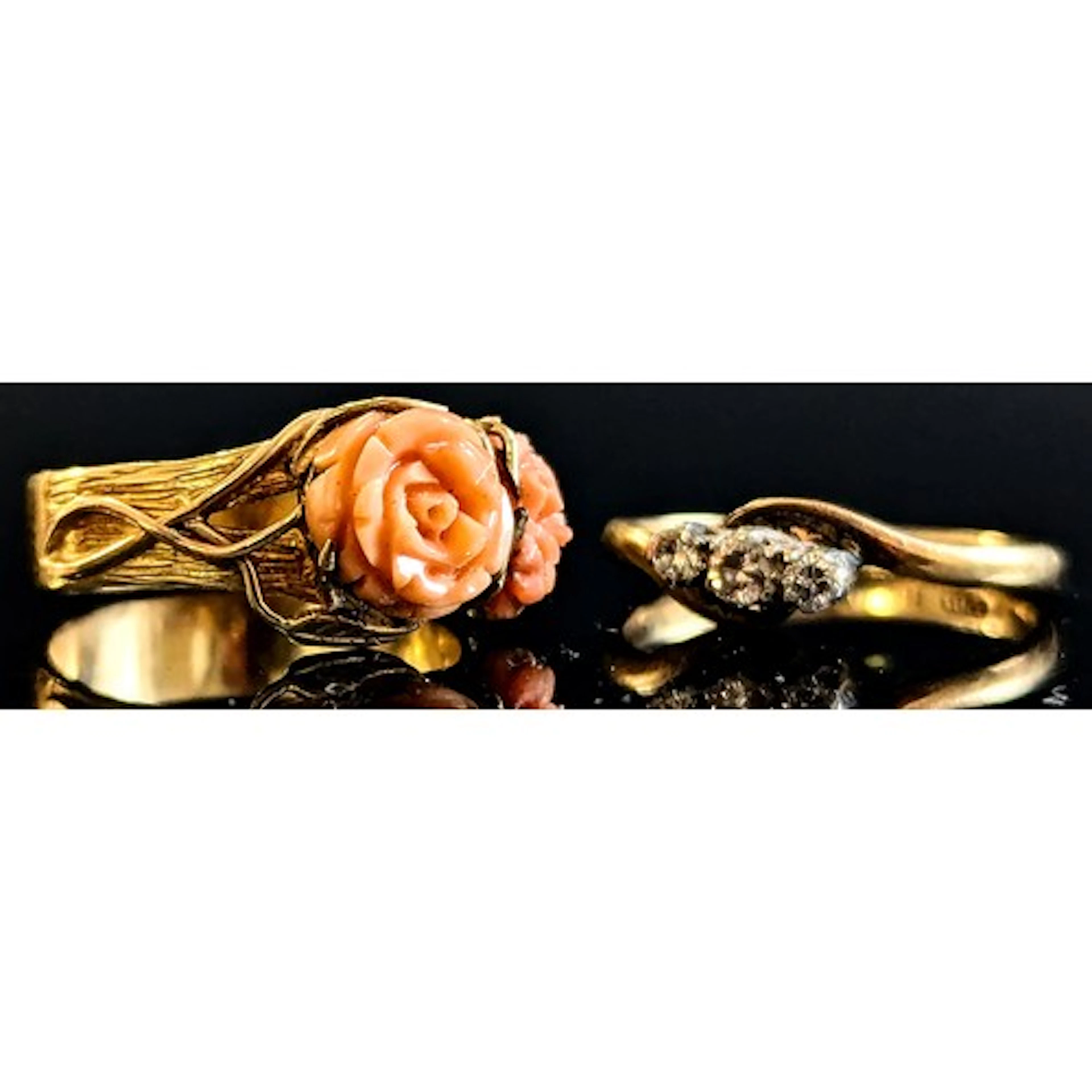 Two 18ct gold rings, to include a "18CT" stamped rose desig...