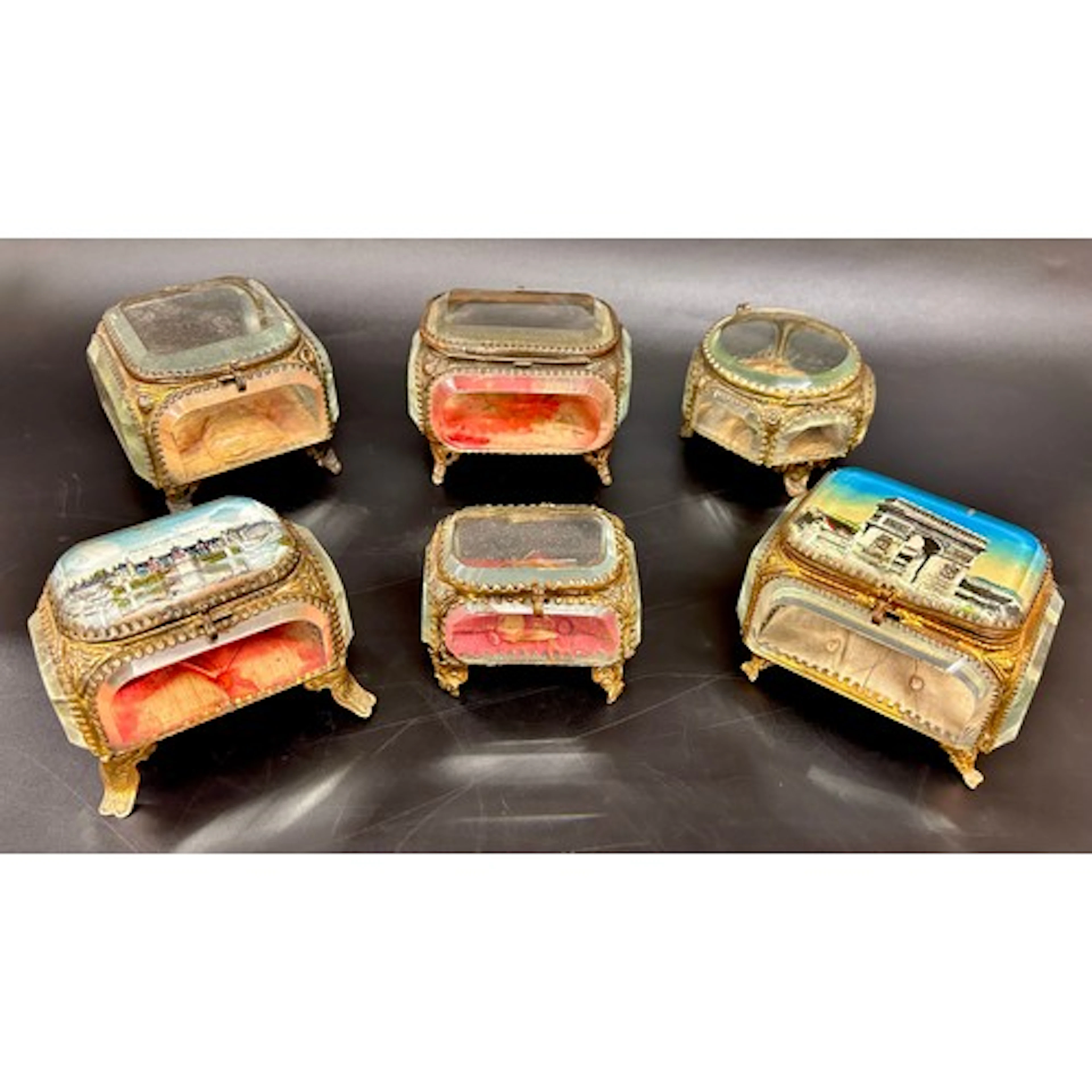 Collection of 19th Century French gilt metal and glass jewel...
