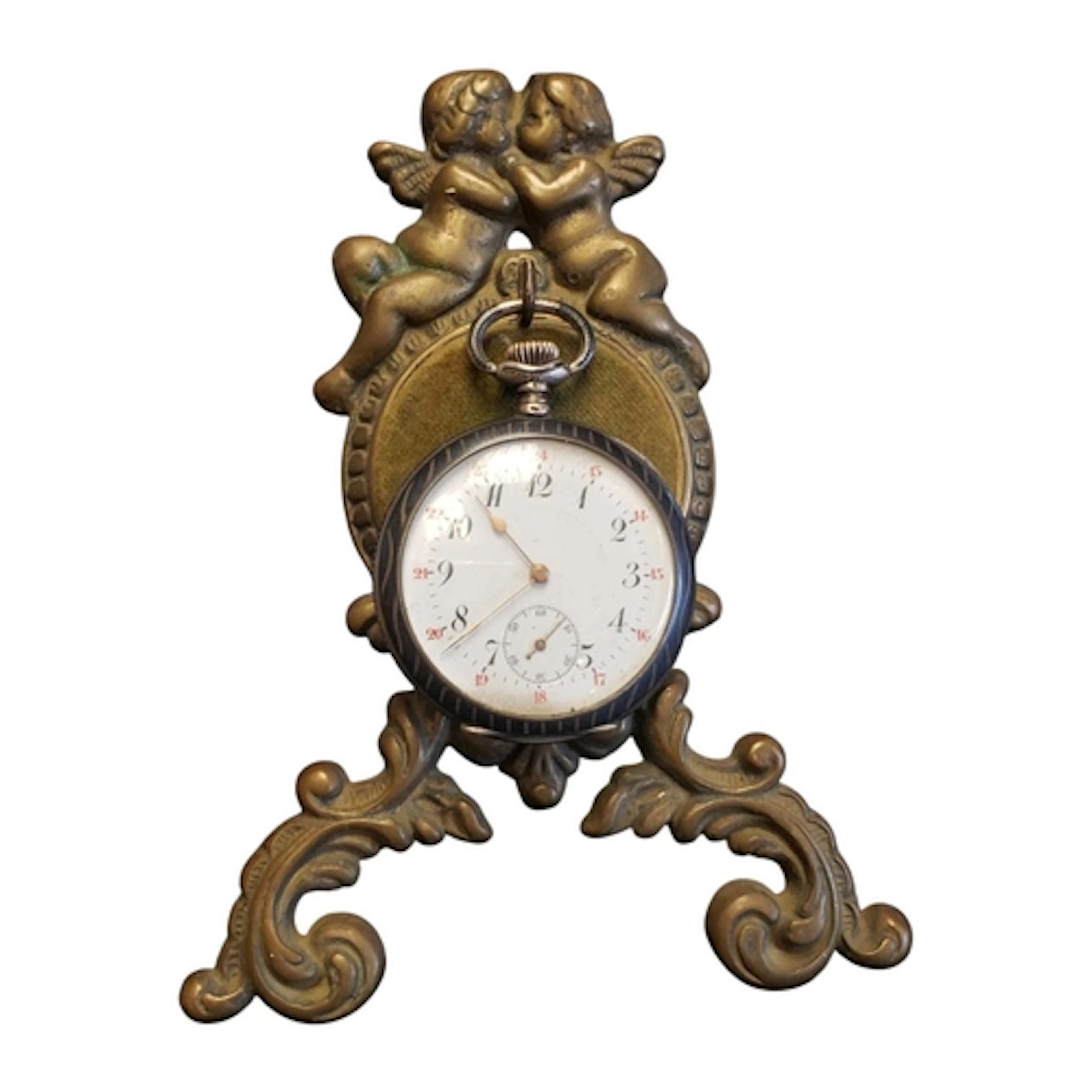 20th century vintage Huguenin Frères pocket watch and a bras...