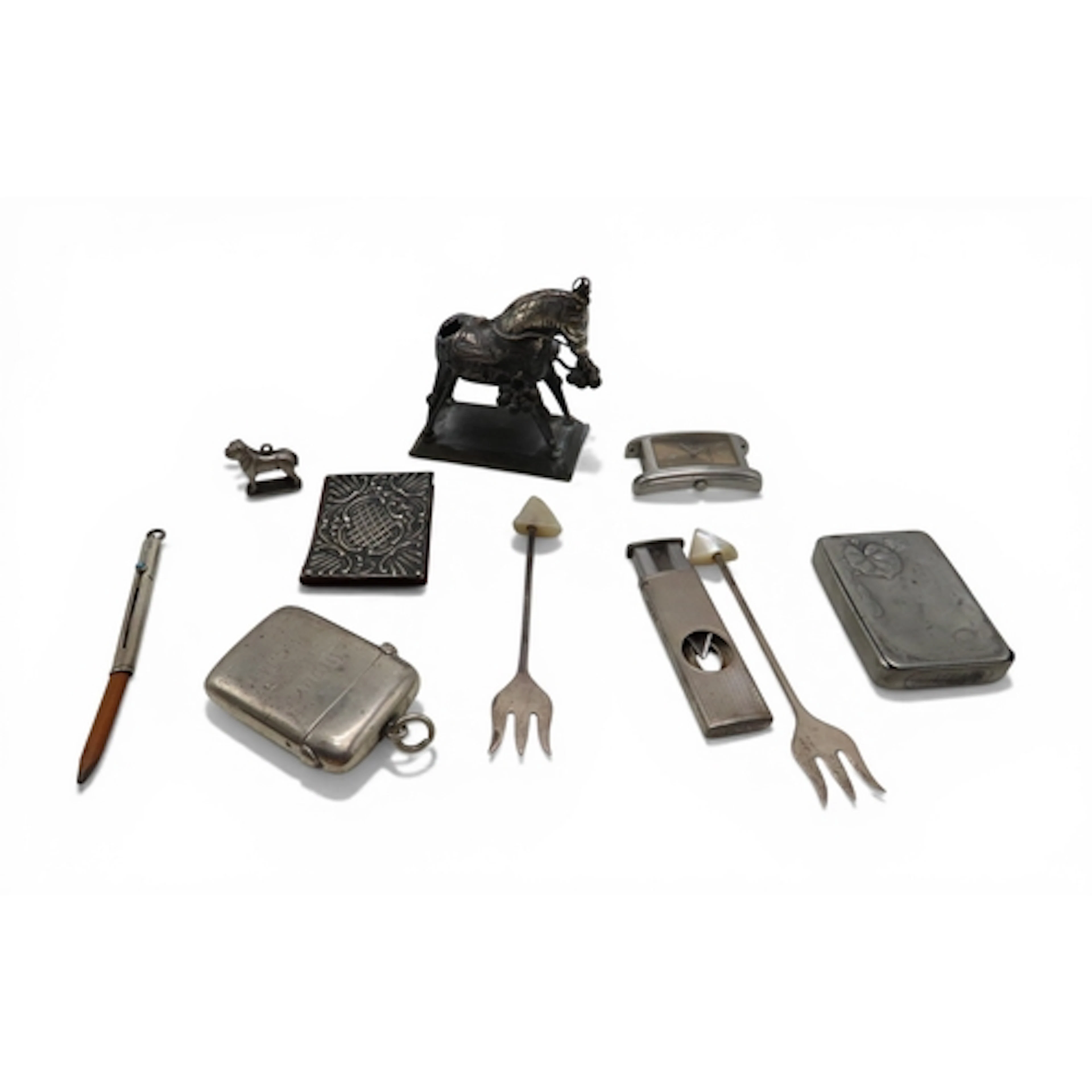A collection of silver incuding a cigar cutter, by S J Rose,...