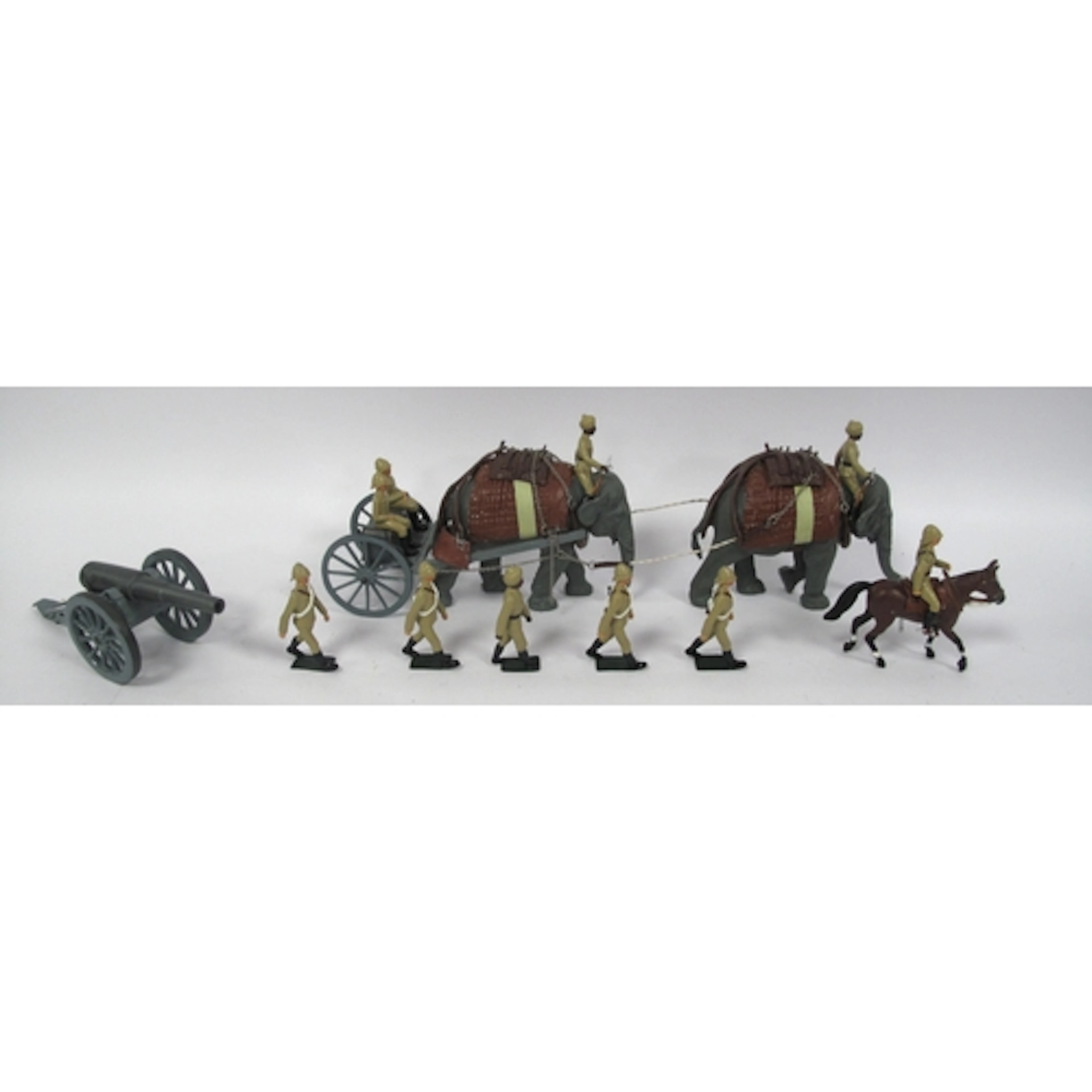 A Solid Lead Elephant drawn battery unit, depicting late 19t...