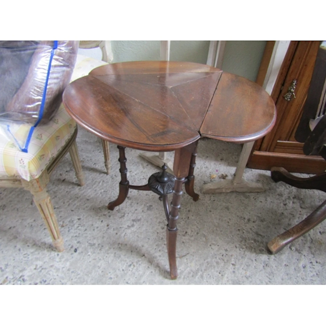 Antique Drop Leaf Occasional Table Walnut with Shaped Suppor...