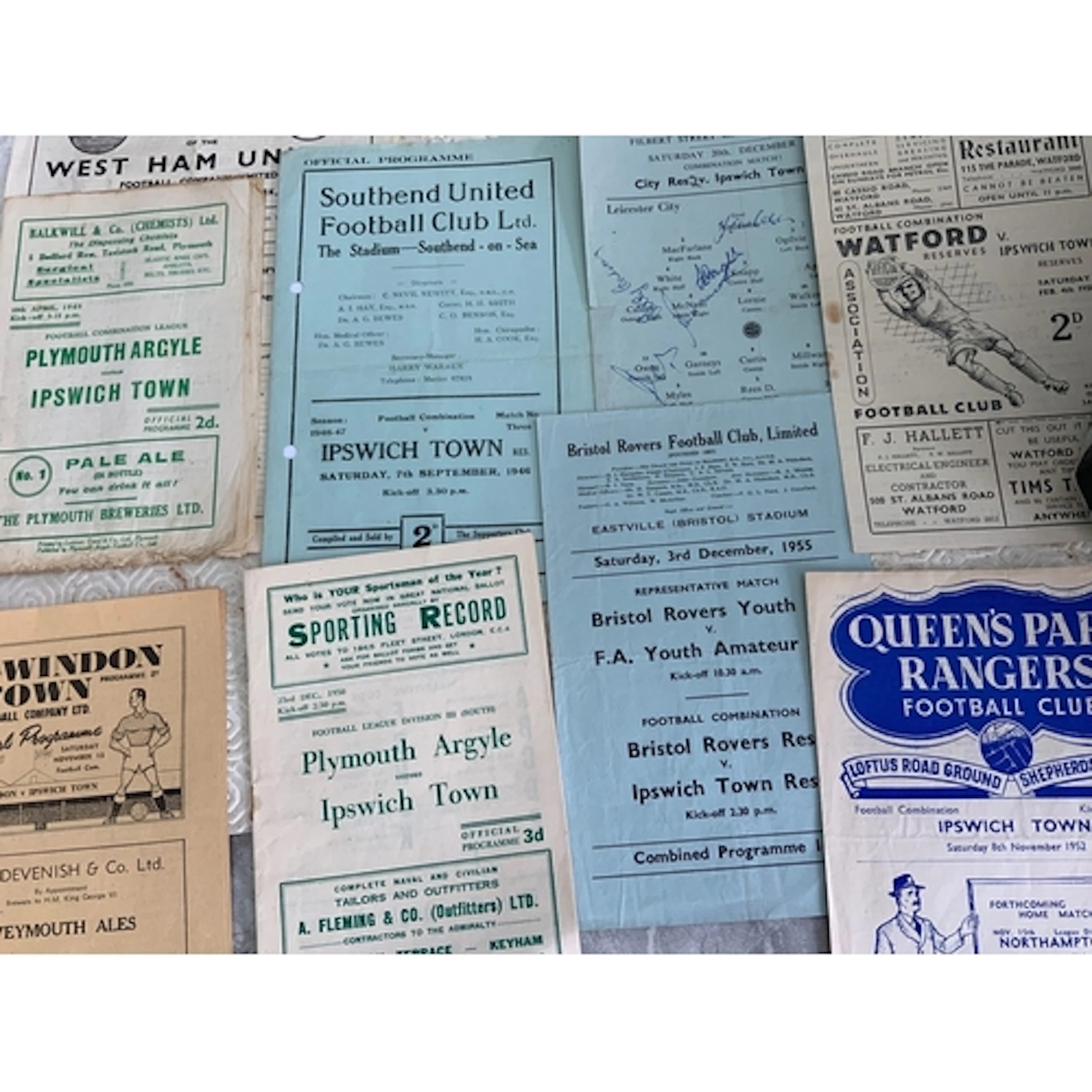 1950s Ipswich Town Reserves Football Programmes: Includes 46...
