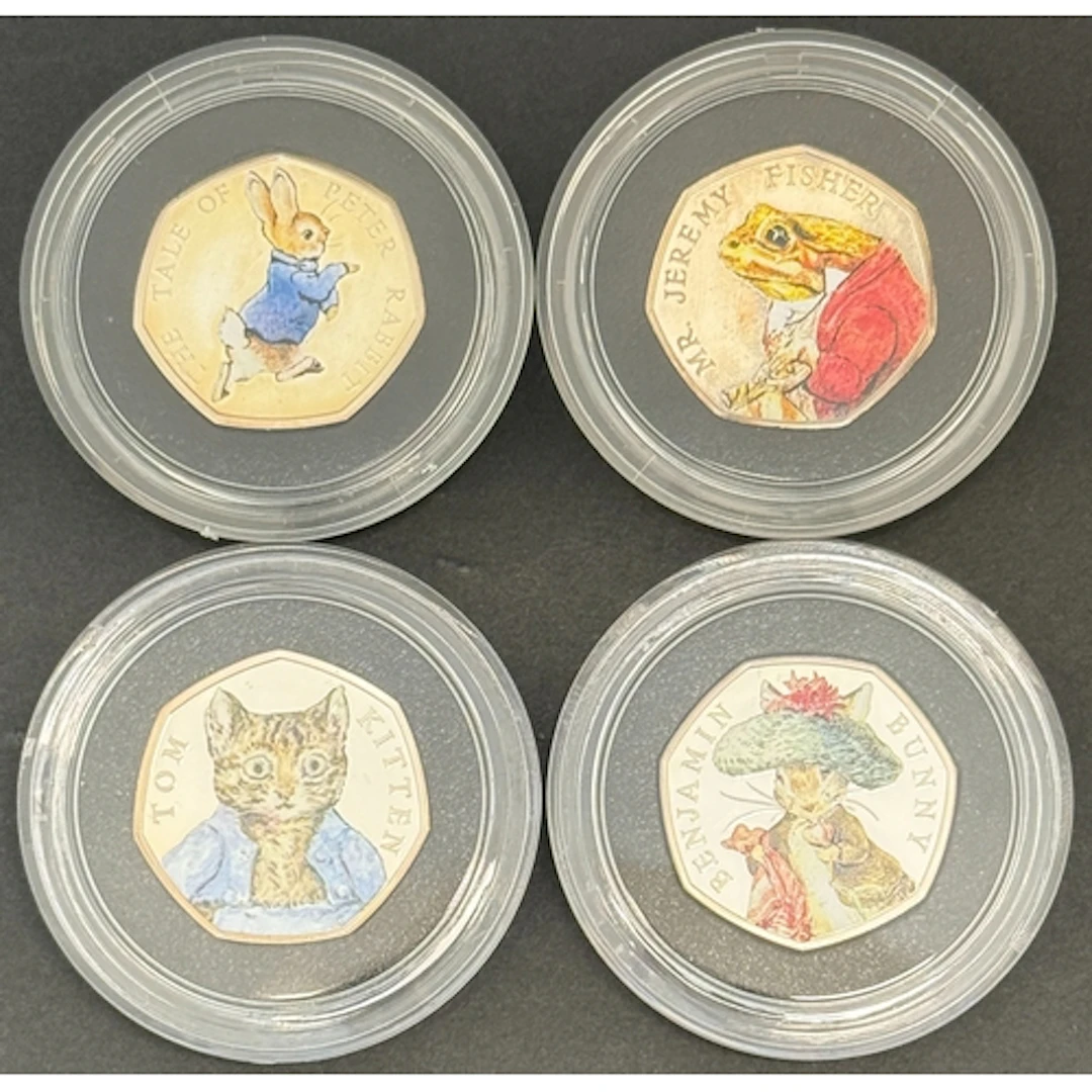 UK 2017 Celebrating Beatrix Potter four-coin 50p silver proo...