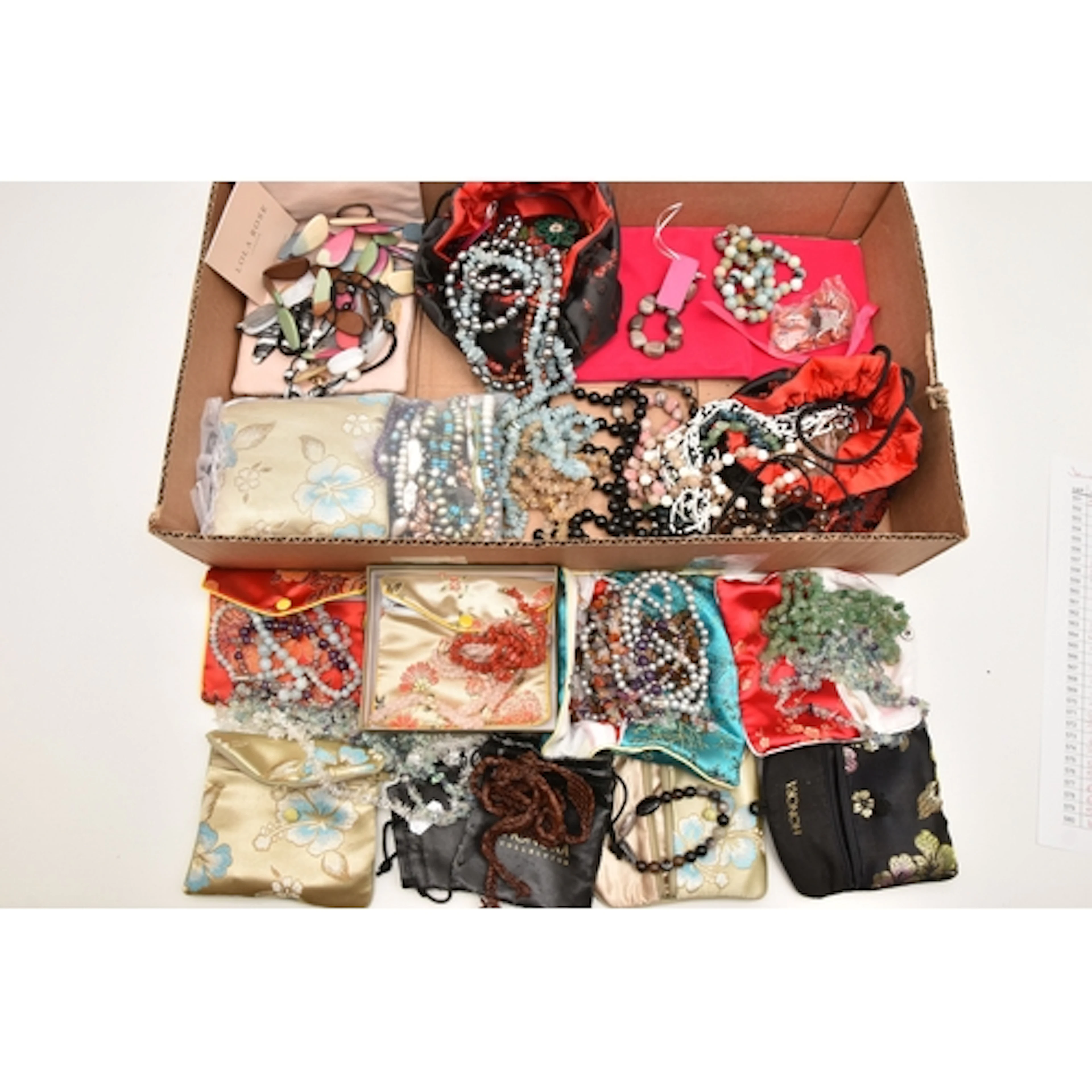 A LARGE ASSORTMENT OF SEMI PRECIOUS AND ORGANIC JEWELLERY, t...